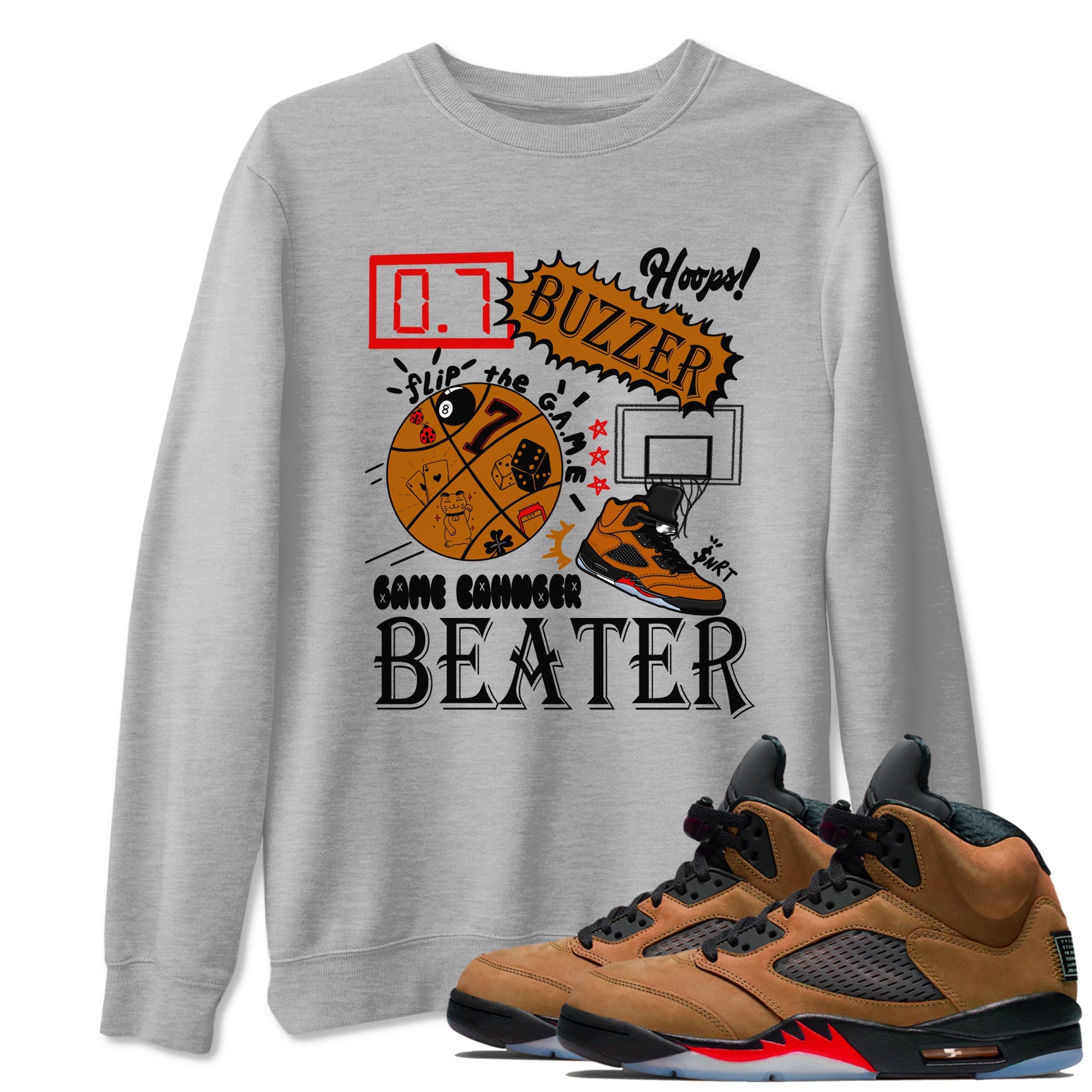 5s Archaeo Brown shirts to match jordans Game Changer sneaker match tees Air Jordan 5 Archaeo Brown match shoes to clothes Drip Gear Zone unisex cotton Heather Grey 1 shirts