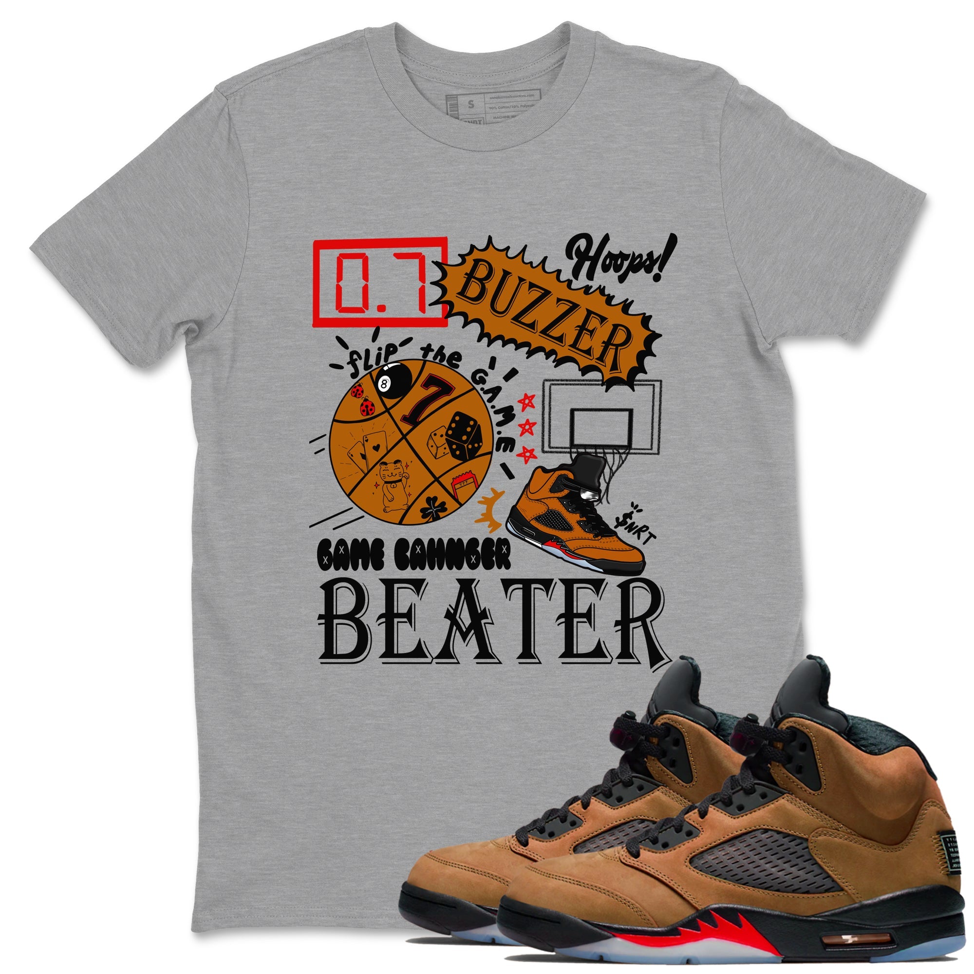 5s Archaeo Brown shirts to match jordans Game Changer sneaker match tees Air Jordan 5 Archaeo Brown match shoes to clothes Drip Gear Zone unisex cotton Heather Grey 1 shirts