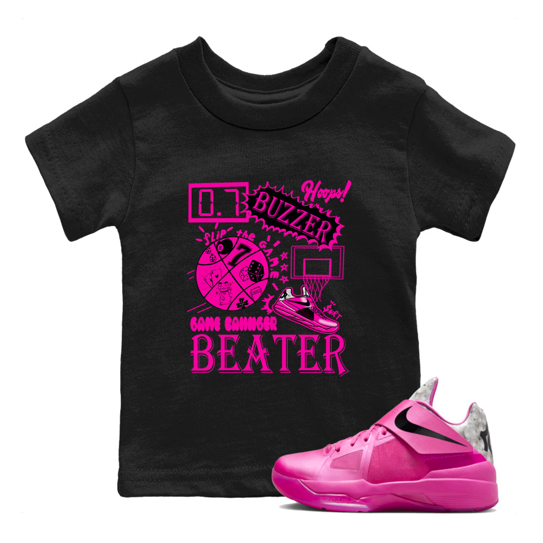 Nike KD 4 Retro Aunt Pearl shirts to match jordans Game Changer sneaker match tees Nike KD 4 Aunt Pearl match shoes to clothes Drip Gear Zone Youth Baby Black 1 tee