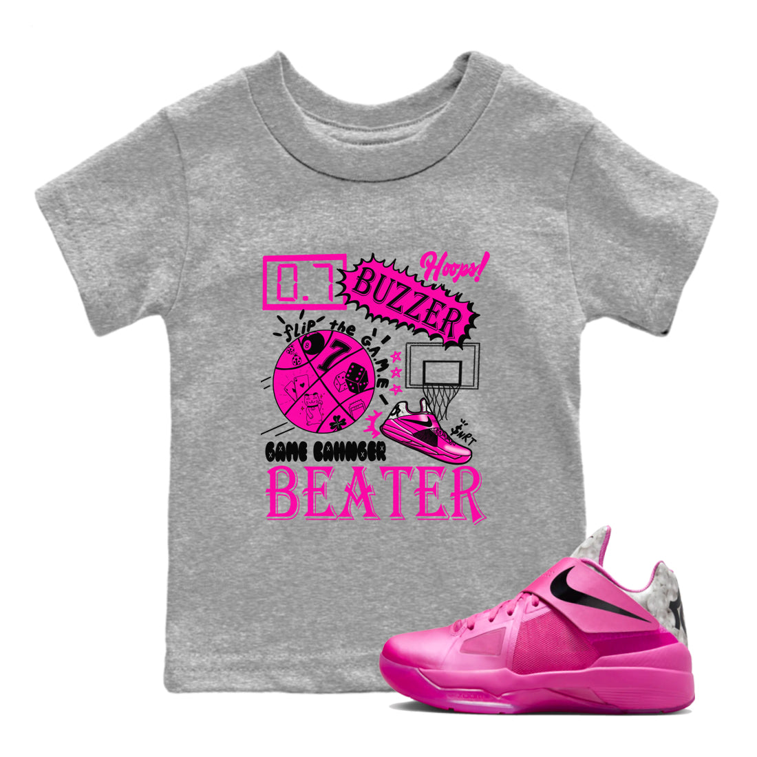 Nike KD 4 Retro Aunt Pearl shirts to match jordans Game Changer sneaker match tees Nike KD 4 Aunt Pearl match shoes to clothes Drip Gear Zone Youth Baby Heather Grey 1 tee
