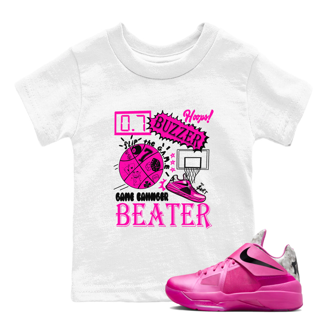 Nike KD 4 Retro Aunt Pearl shirts to match jordans Game Changer sneaker match tees Nike KD 4 Aunt Pearl match shoes to clothes Drip Gear Zone Youth Baby White 1 tee