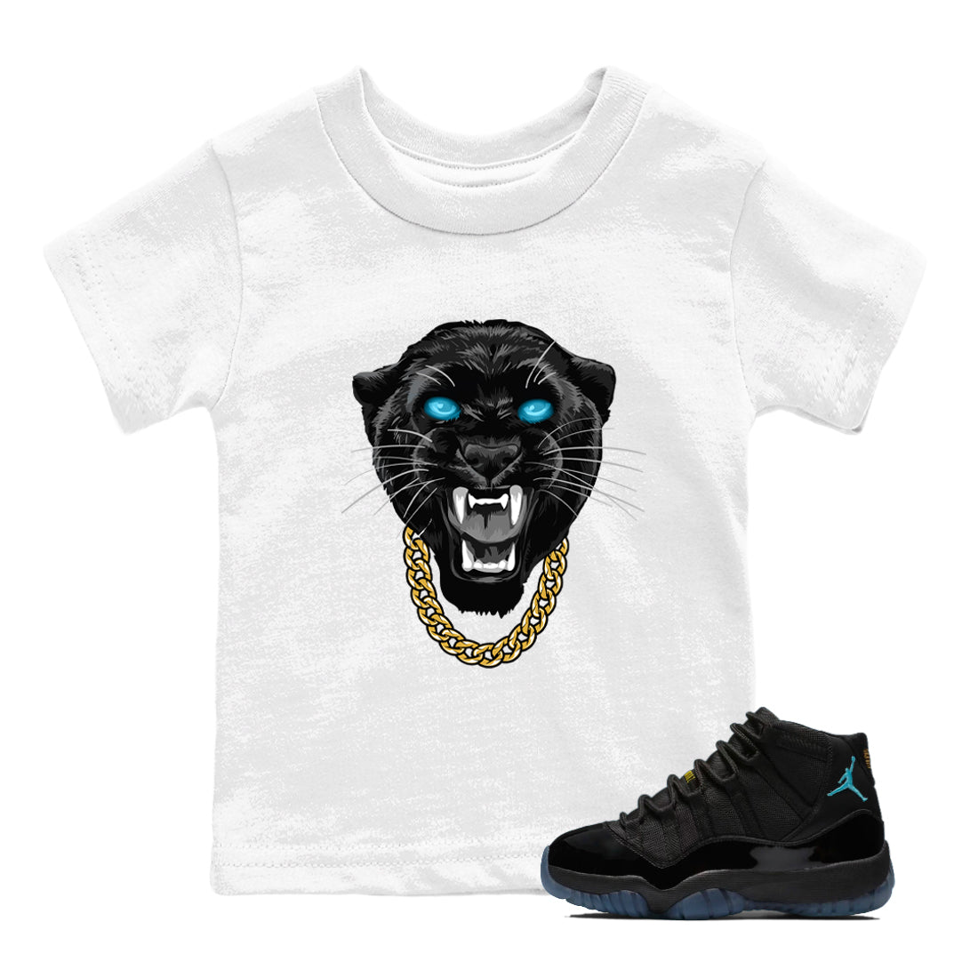 Sneaker Threads  Sneaker Tees To Match Air Jordan 11 Retro Gamma  Gangster Black Cat Youth Graphic Tee White 1. Perfect for Jordan releases 2025 colorways.