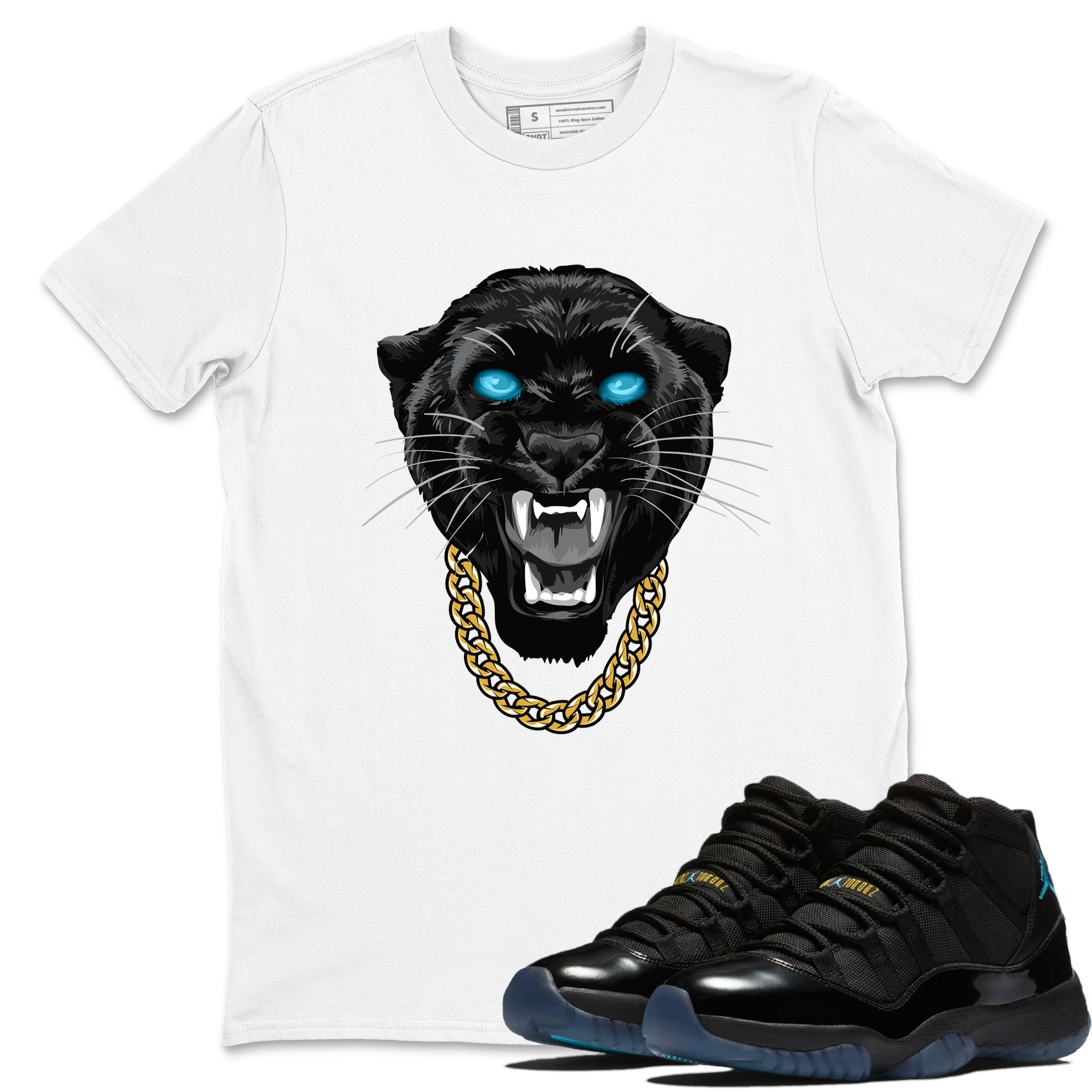 Sneaker Threads  Sneaker Tees To Match Air Jordan 11 Retro Gamma  Gangster Black Cat Graphic Tee White 1. Perfect for Jordan releases 2025 colorways.