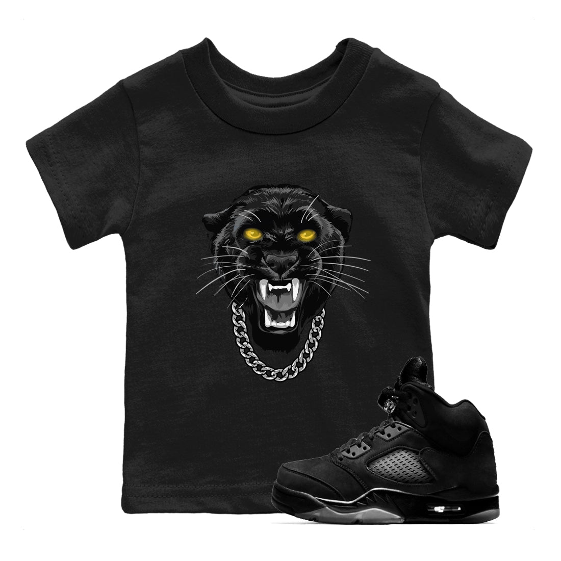 Air Jordan 5 Retro Black Cat Shirts To Match Jordans Gangster Black Cat Sneaker Shirts 5 Black Cat Drip Gear Zone Baby Youth Toddler Black 1 crew neck shirts