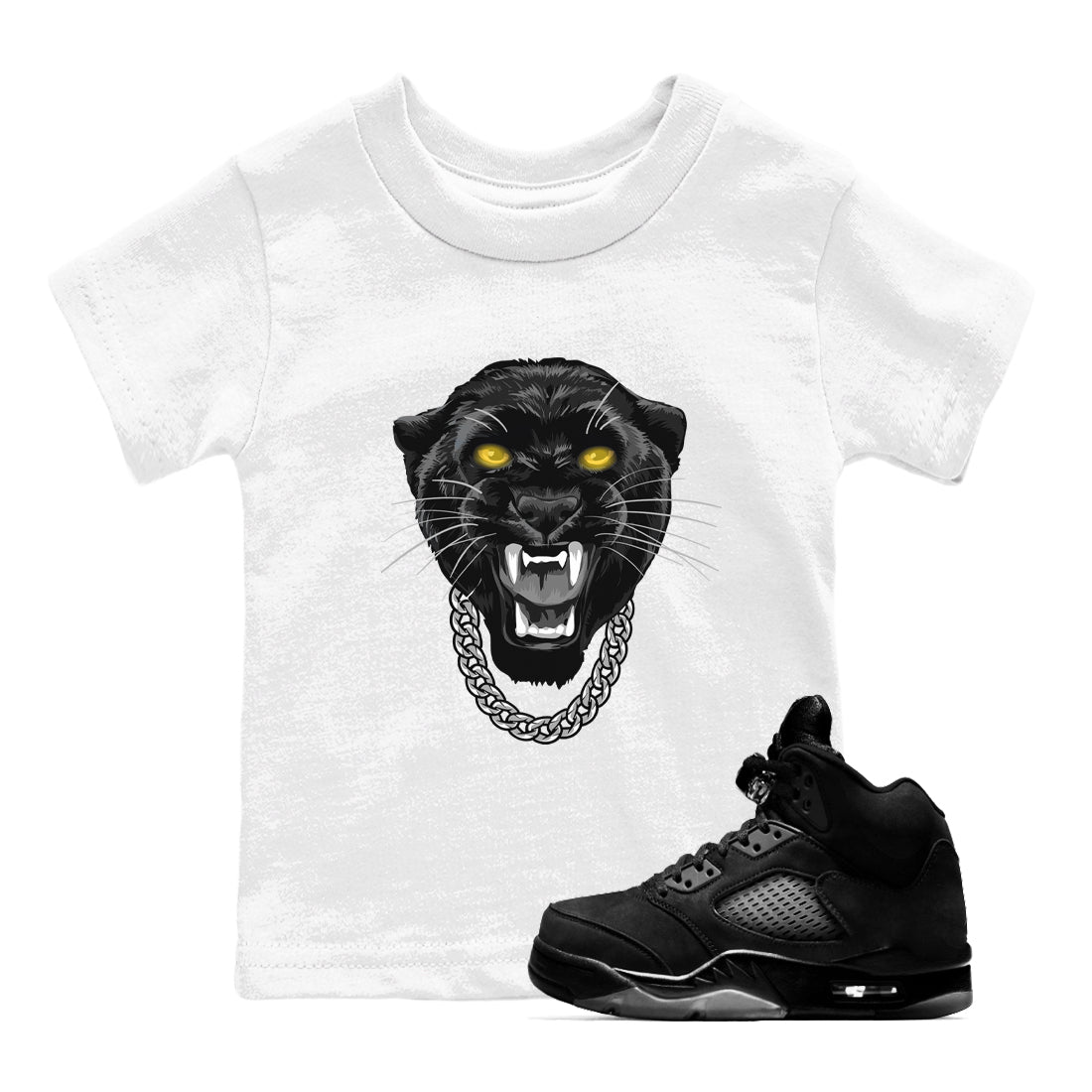Air Jordan 5 Retro Black Cat Shirts To Match Jordans Gangster Black Cat Sneaker Shirts 5 Black Cat Drip Gear Zone Baby Youth Toddler White 1 crew neck shirts
