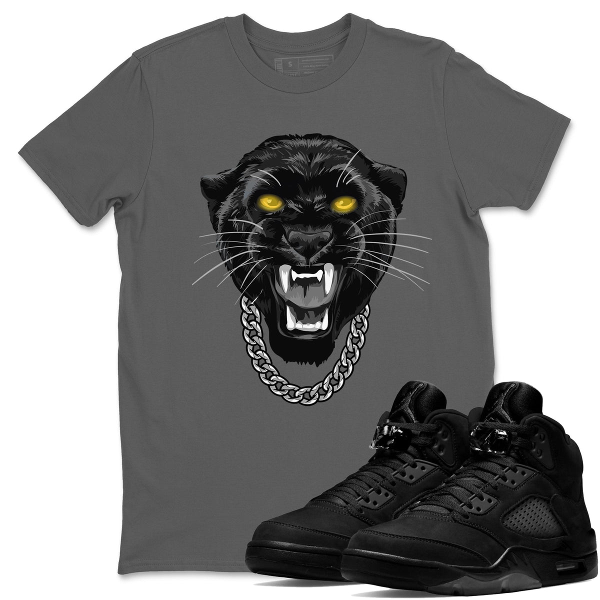 Air Jordan 5 Retro Black Cat Shirts To Match Jordans Gangster Black Cat Sneaker Shirts 5 Black Cat Drip Gear Zone Unisex Cotton Crew Neck Cool Grey 1 crew neck shirts