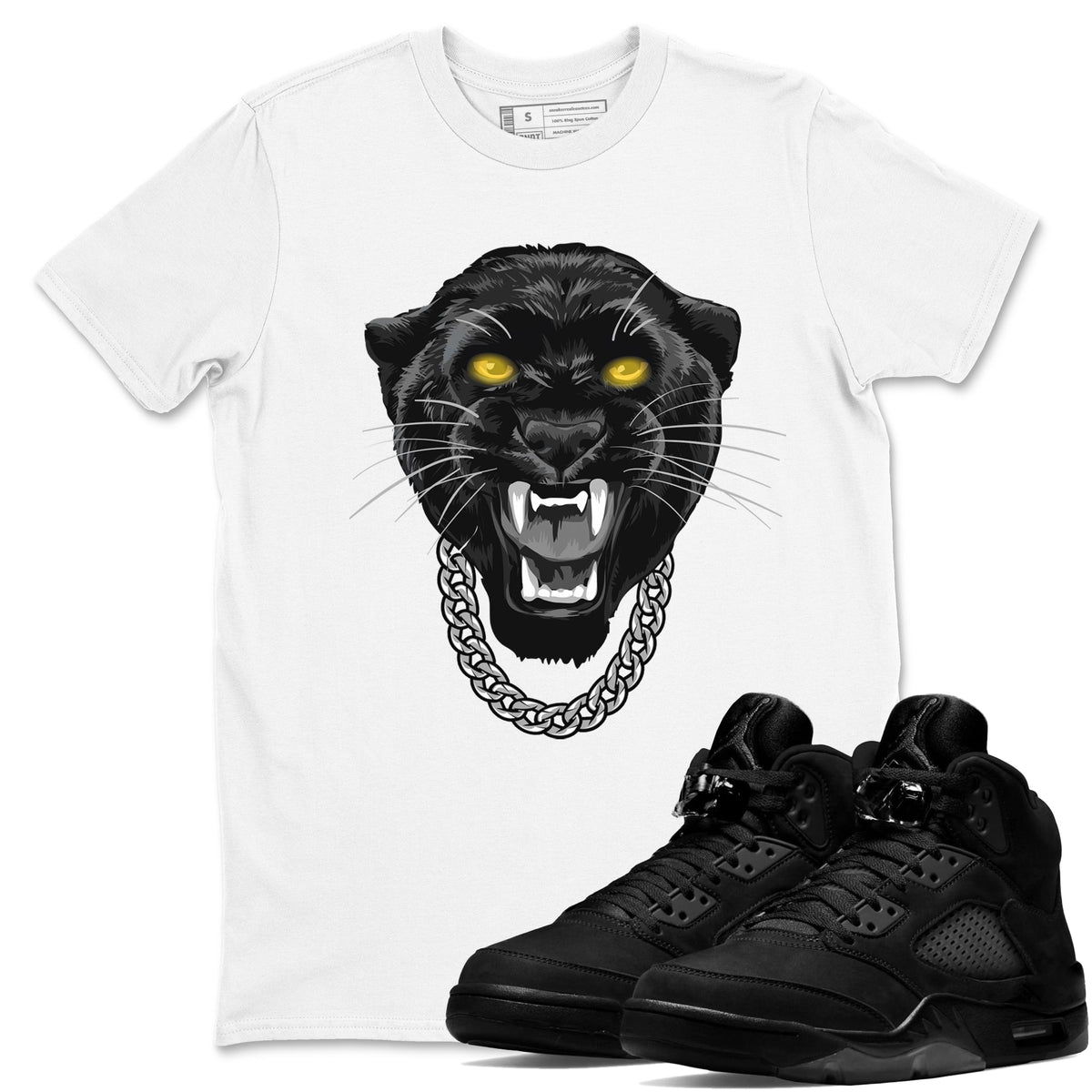 Air Jordan 5 Retro Black Cat Shirts To Match Jordans Gangster Black Cat Sneaker Shirts 5 Black Cat Drip Gear Zone Unisex Cotton Crew Neck White 1 crew neck shirts