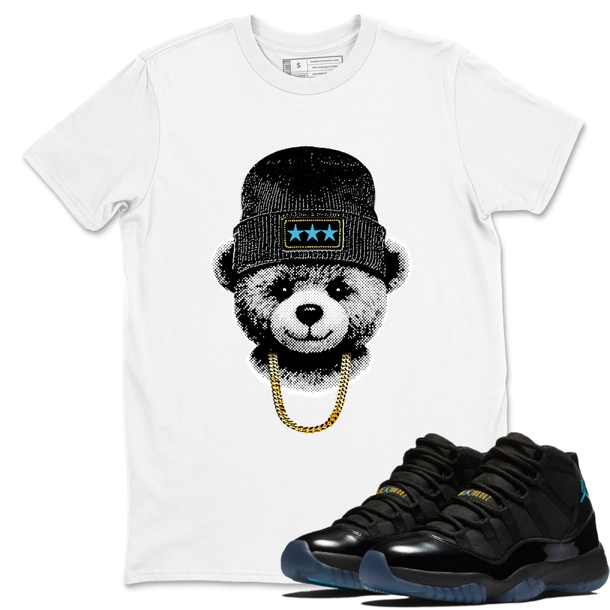 Sneaker Threads  Sneaker Tees To Match Air Jordan 11 Retro Gamma  Gangster Teddy Graphic Tee White 1. Perfect for Jordan releases 2025 colorways.