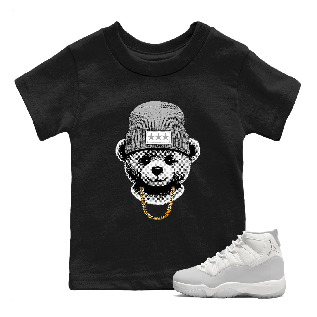 11s Grand Finale Sneaker match tees  Sneaker Tees To Match Jordan 11 Grand Finale Sneakers  Gangster Teddy Kids Graphic T-Shirt Black 1