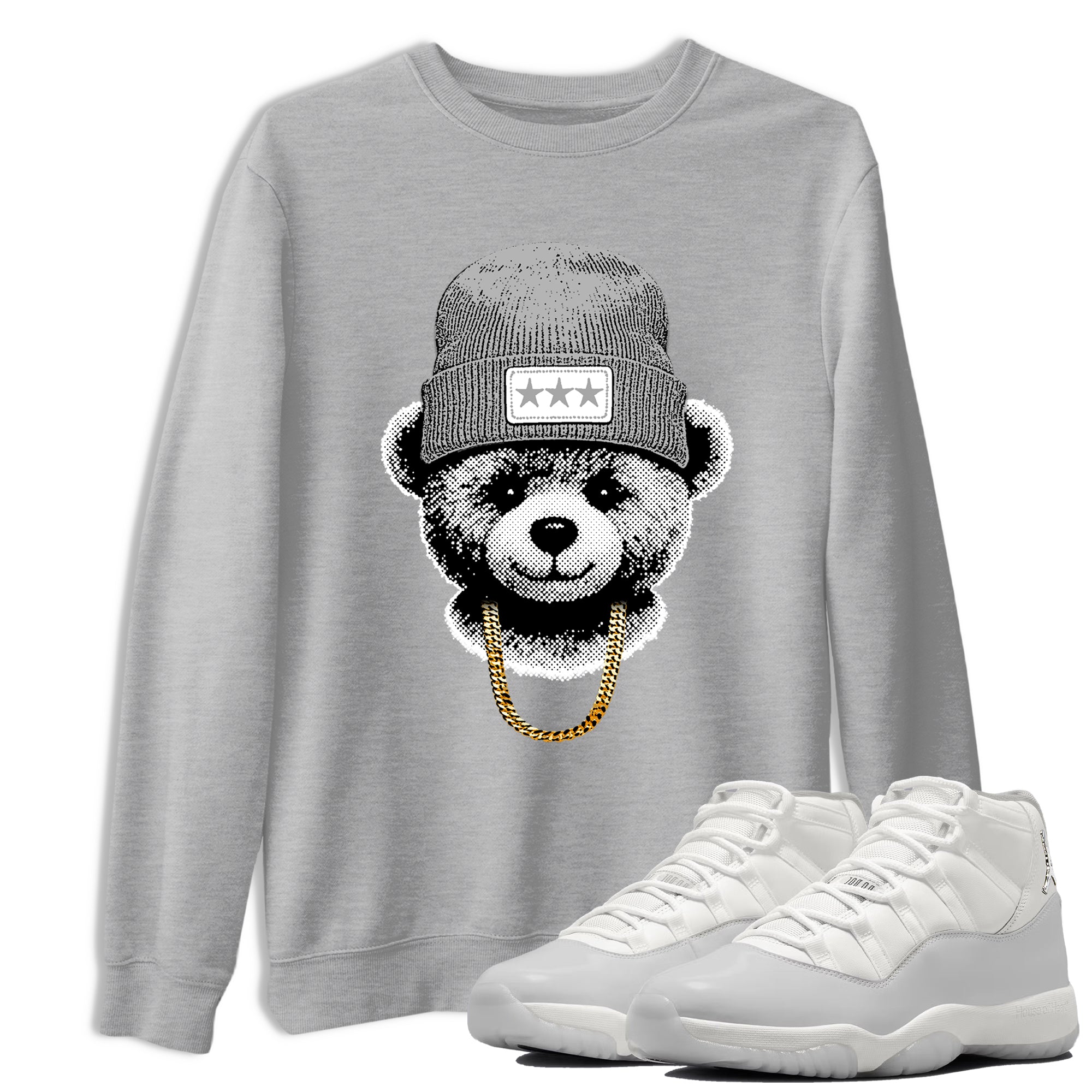 11s Grand Finale Sneaker match tees  Sneaker Tees To Match Jordan 11 Grand Finale Sneakers  Gangster Teddy Graphic Tee Heather Grey 1