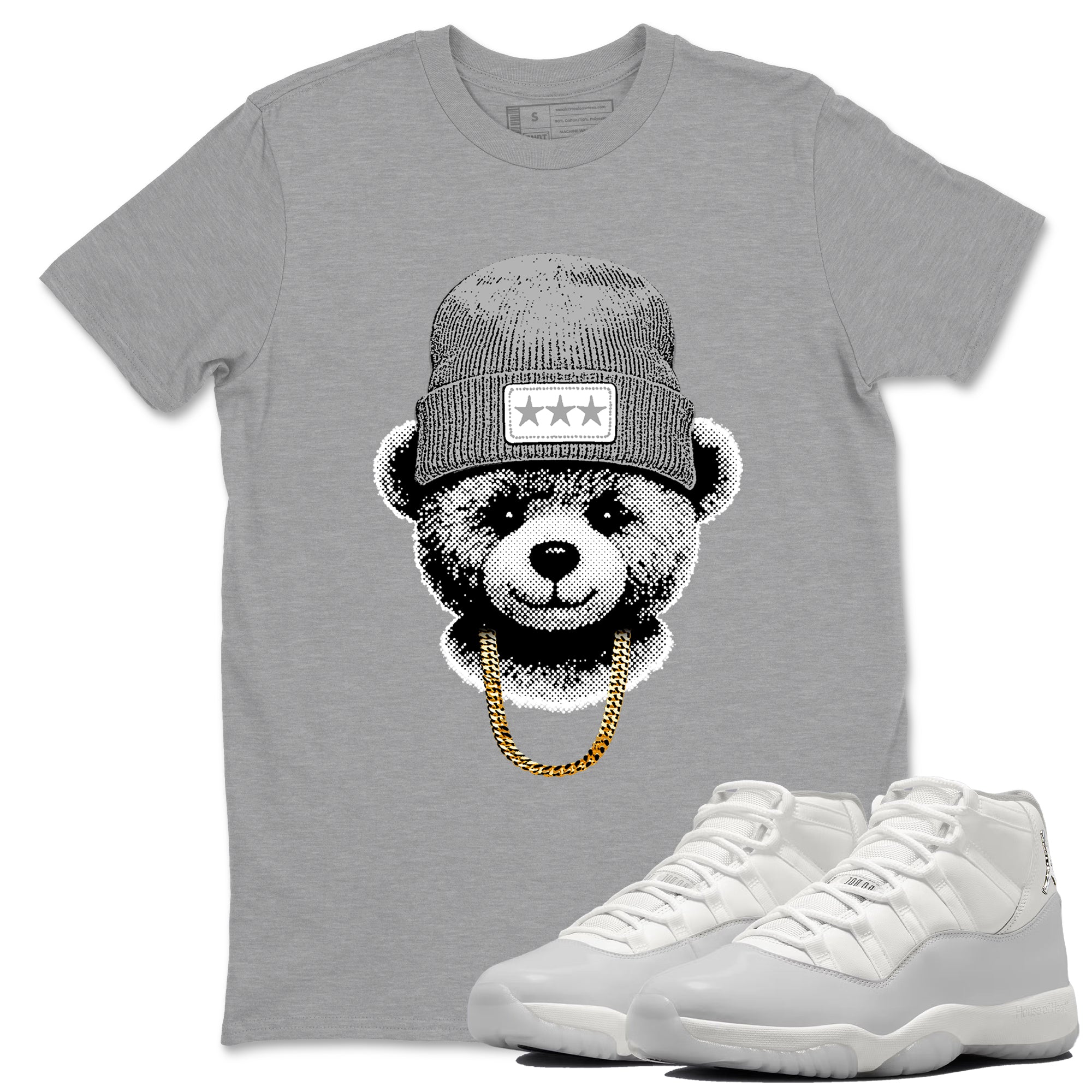 11s Grand Finale Sneaker match tees  Sneaker Tees To Match Jordan 11 Grand Finale Sneakers  Gangster Teddy Graphic Tee Heather Grey 1