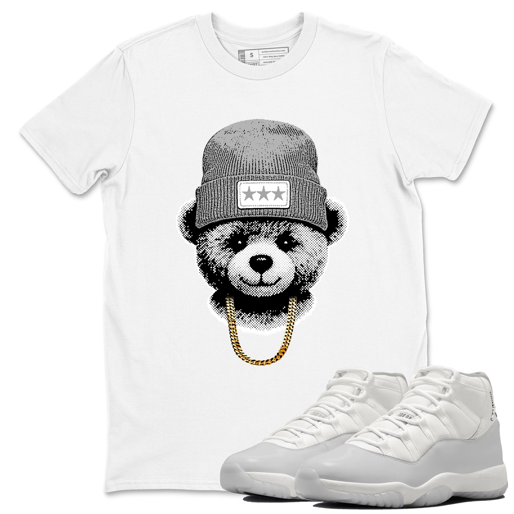 11s Grand Finale Sneaker match tees  Sneaker Tees To Match Jordan 11 Grand Finale Sneakers  Gangster Teddy Graphic Tee White 1