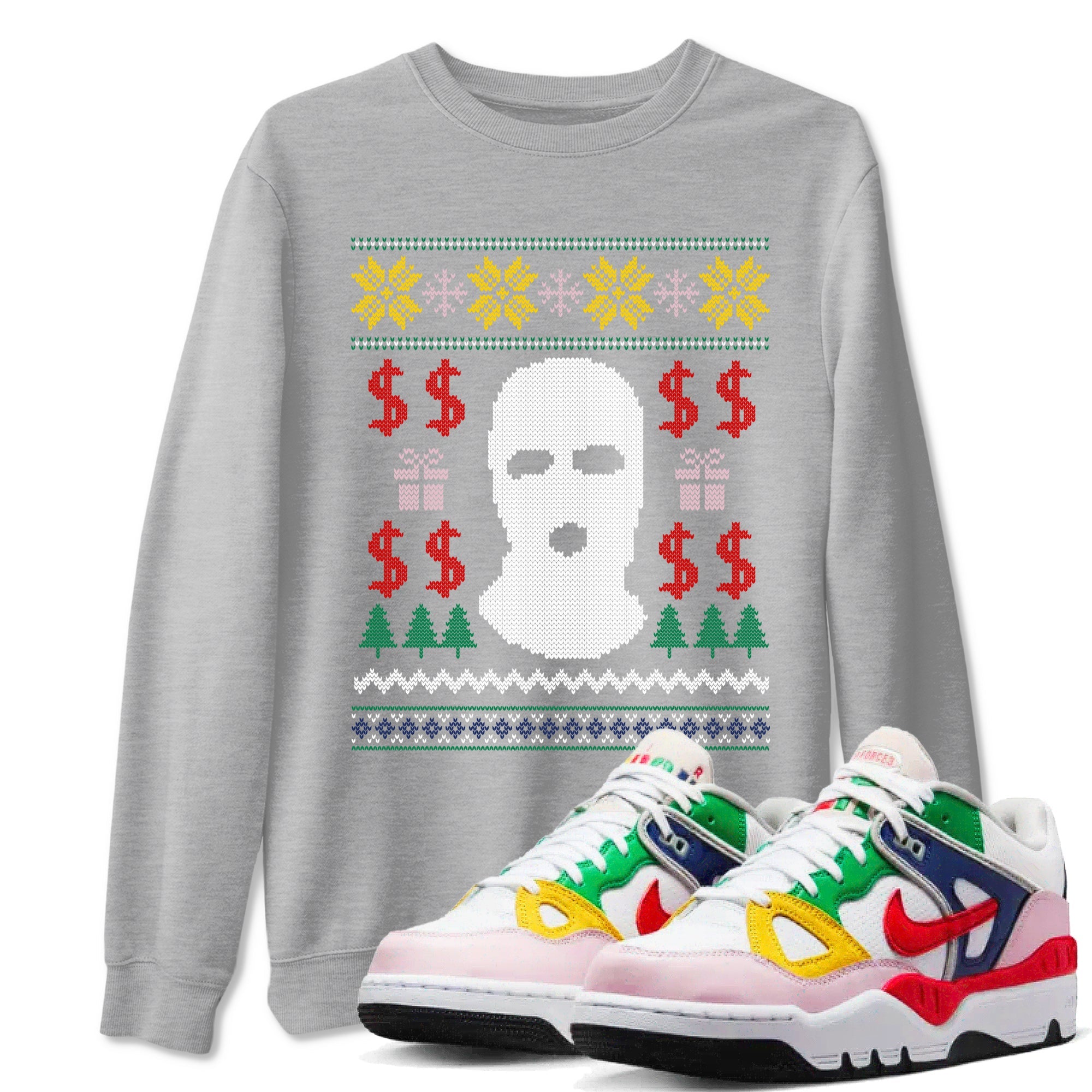 Air Force 3 Low x Nigo shirts to match jordans Christmas Gangster Ugly Sweater sneaker match tees Air Force 3 Blue Void and Tour Yellow match shoes to clothes Drip Gear Zone unisex cotton Heather Grey 1 shirts