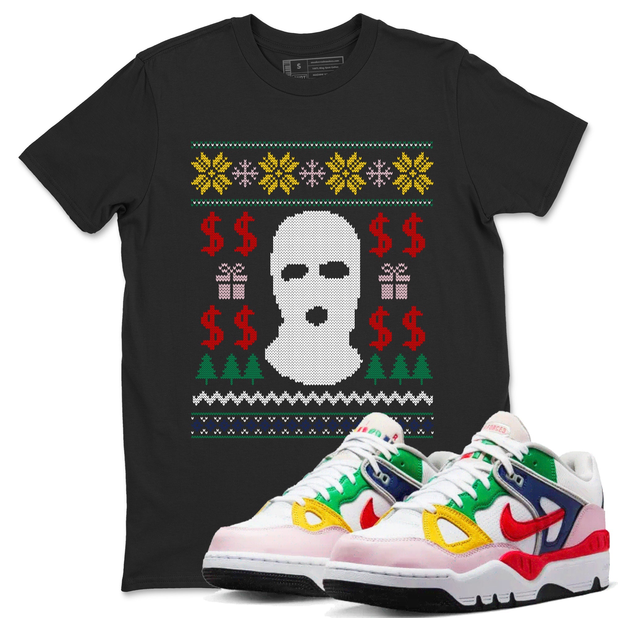 Air Force 3 Low x Nigo shirts to match jordans Christmas Gangster Ugly Sweater sneaker match tees Air Force 3 Blue Void and Tour Yellow match shoes to clothes Drip Gear Zone unisex cotton Black 1 shirts
