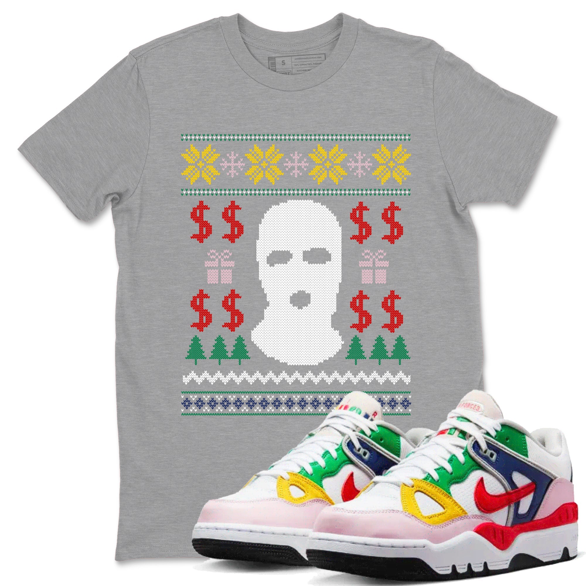 Air Force 3 Low x Nigo shirts to match jordans Christmas Gangster Ugly Sweater sneaker match tees Air Force 3 Blue Void and Tour Yellow match shoes to clothes Drip Gear Zone unisex cotton Heather Grey 1 shirts