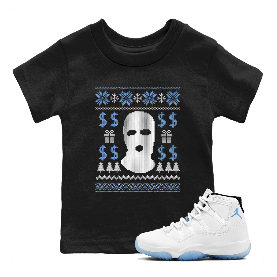 11s Legend Blue shirts to match jordans Christmas Gangster Ugly Sweater sneaker match tees Air Jordan 11 Retro Legend Blue match shoes to clothes Drip Gear Zone Youth Baby Black 1 tee