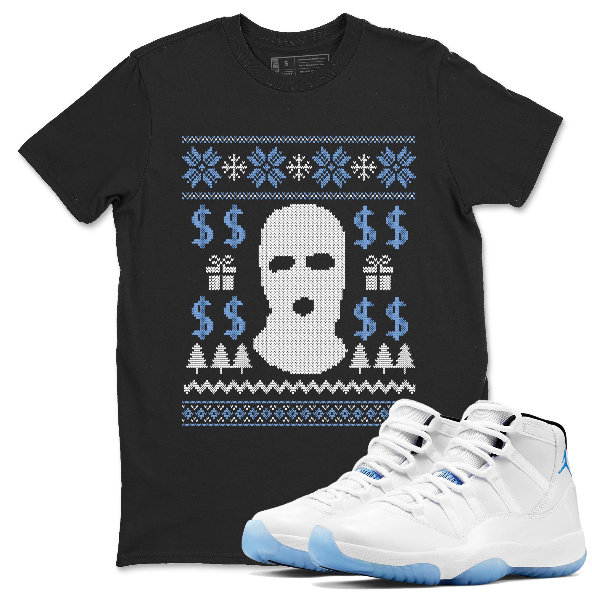 11s Legend Blue shirts to match jordans Christmas Gangster Ugly Sweater sneaker match tees Air Jordan 11 Retro Legend Blue match shoes to clothes Drip Gear Zone unisex cotton Black 1 shirts