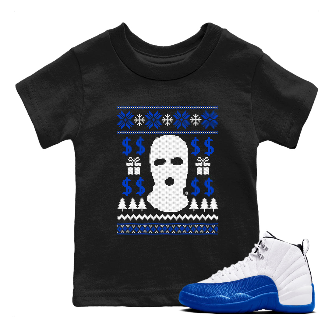 12s Blueberry shirts to match jordans Gangster Ugly Sweater sneaker match tees Air Jordan 12 Blueberry match shoes to clothes Drip Gear Zone Youth Baby Black 1 tee