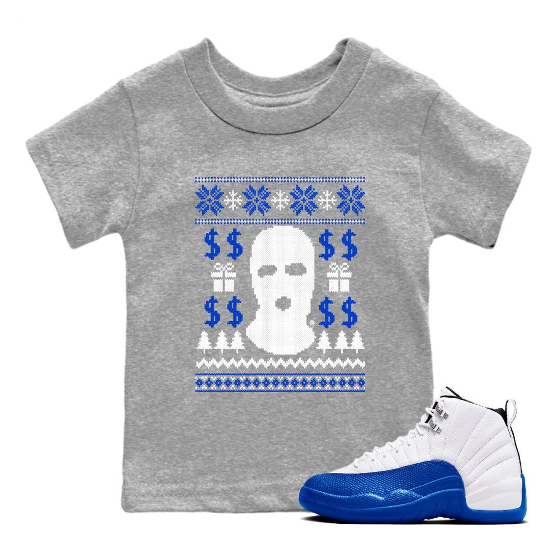 12s Blueberry shirts to match jordans Gangster Ugly Sweater sneaker match tees Air Jordan 12 Blueberry match shoes to clothes Drip Gear Zone Youth Baby Heather Grey 1 tee