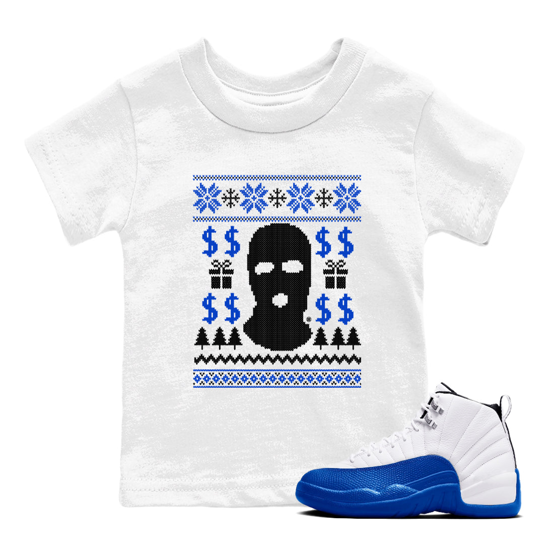 12s Blueberry shirts to match jordans Gangster Ugly Sweater sneaker match tees Air Jordan 12 Blueberry match shoes to clothes Drip Gear Zone Youth Baby White 1 tee