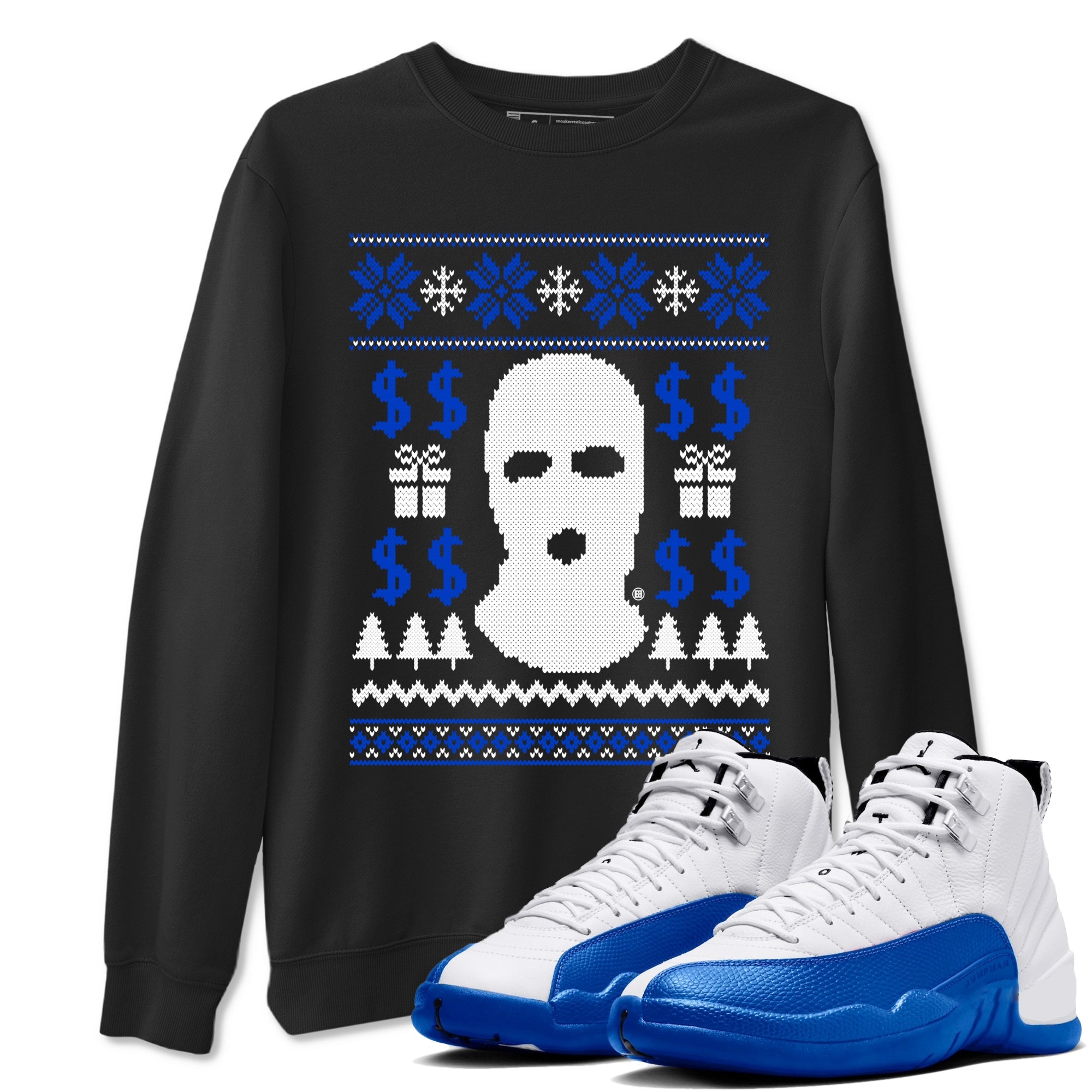 12s Blueberry shirts to match jordans Gangster Ugly Sweater sneaker match tees Air Jordan 12 Blueberry match shoes to clothes Drip Gear Zone unisex cotton Black 1 shirts