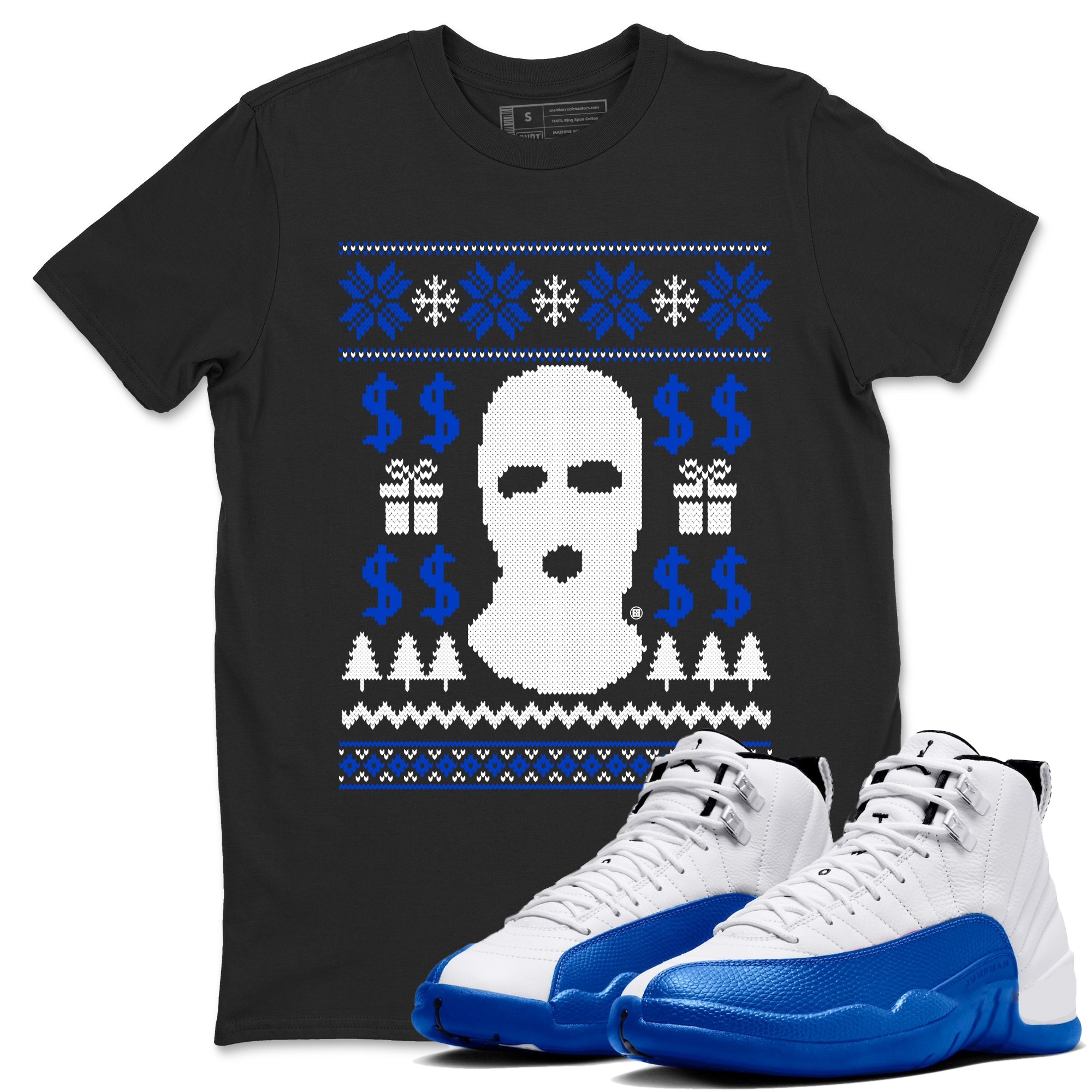 12s Blueberry shirts to match jordans Gangster Ugly Sweater sneaker match tees Air Jordan 12 Blueberry match shoes to clothes Drip Gear Zone unisex cotton Black 1 shirts