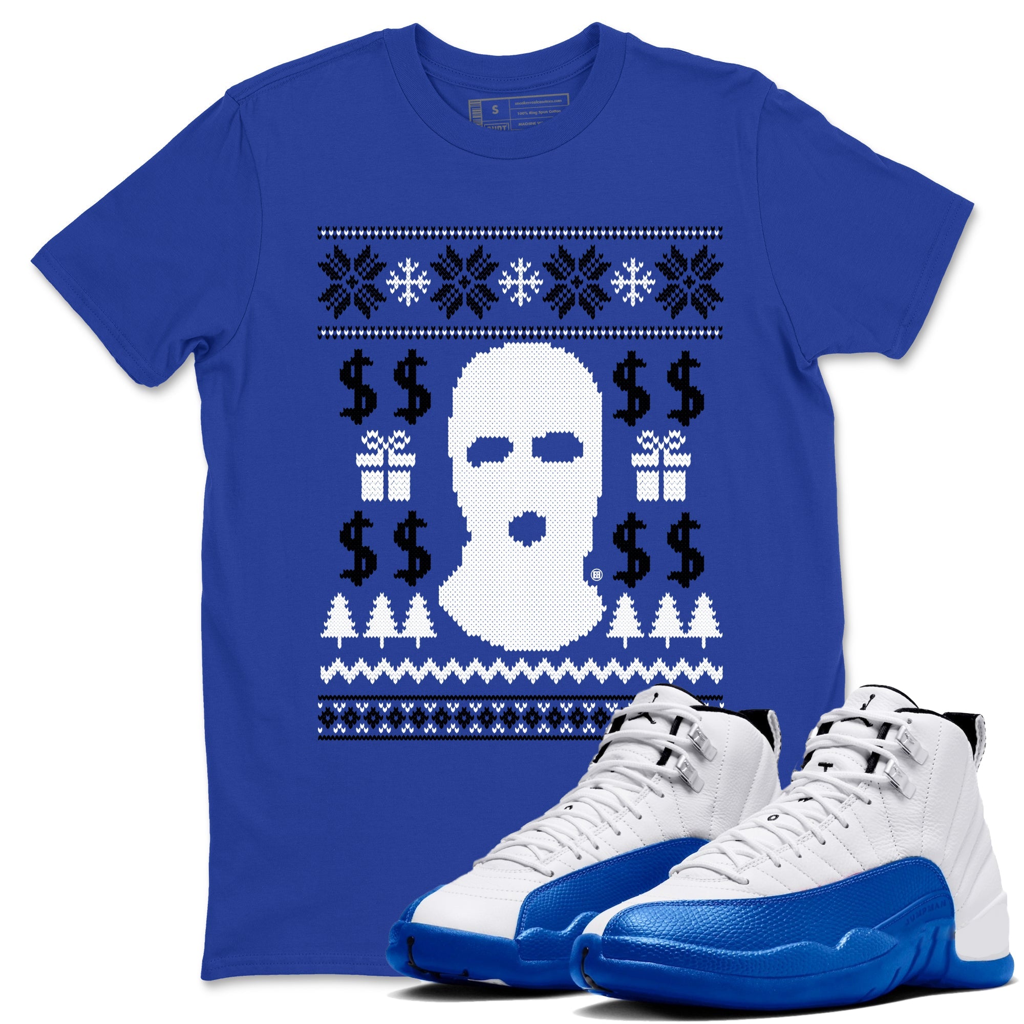 12s Blueberry shirts to match jordans Gangster Ugly Sweater sneaker match tees Air Jordan 12 Blueberry match shoes to clothes Drip Gear Zone unisex cotton Royal Blue 1 shirts