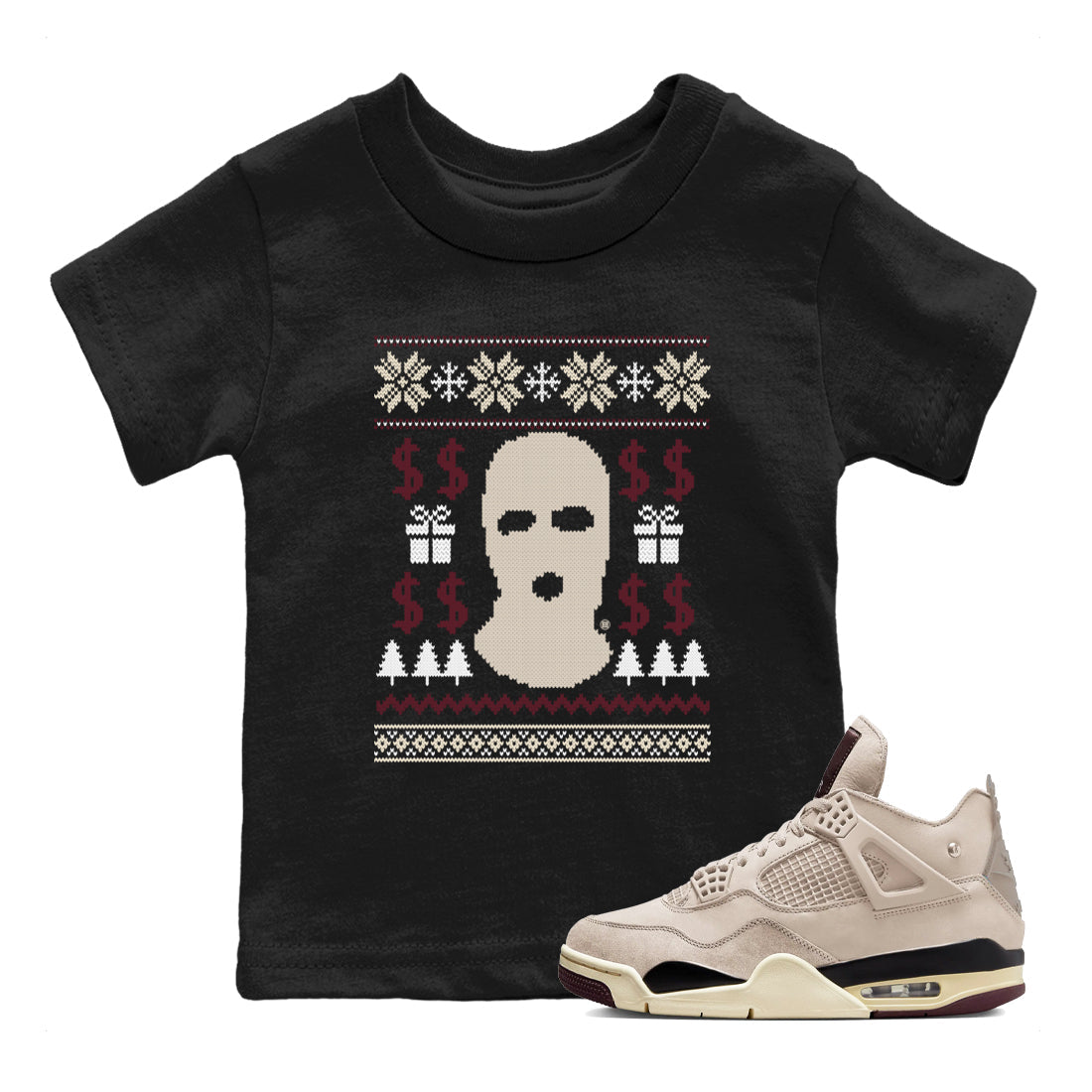 4s Retro A Ma Maniere x W.Y.W.S shirts to match jordans Gangster Ugly Sweater sneaker match tees Air Jordan 4 A Ma Maniere x Fossil Stone match shoes to clothes Drip Gear Zone Youth Baby Black 1 tee