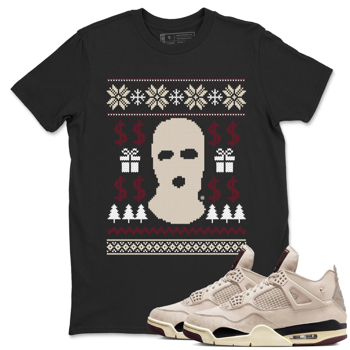 4s Retro A Ma Maniere x W.Y.W.S shirts to match jordans Gangster Ugly Sweater sneaker match tees Air Jordan 4 A Ma Maniere x Fossil Stone match shoes to clothes Drip Gear Zone unisex cotton Black 1 shirts