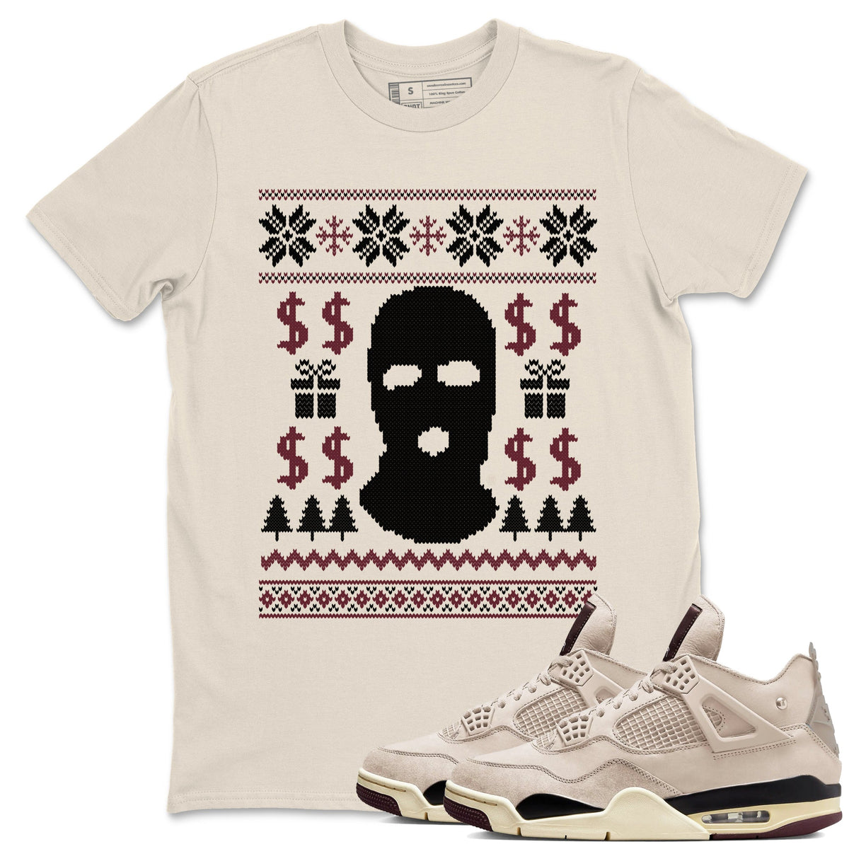 4s Retro A Ma Maniere x W.Y.W.S shirts to match jordans Gangster Ugly Sweater sneaker match tees Air Jordan 4 A Ma Maniere x Fossil Stone match shoes to clothes Drip Gear Zone unisex cotton Natural 1 shirts