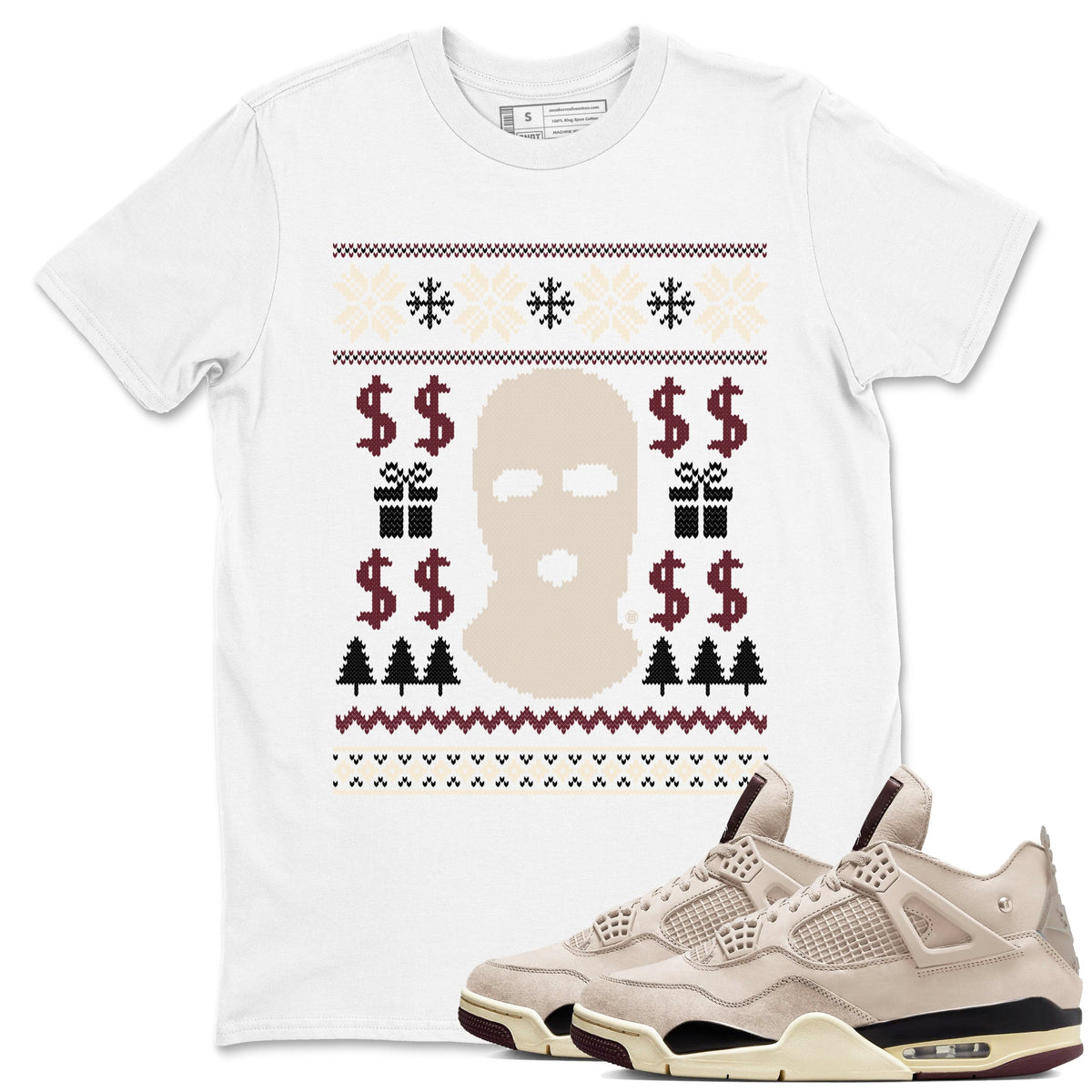 4s Retro A Ma Maniere x W.Y.W.S shirts to match jordans Gangster Ugly Sweater sneaker match tees Air Jordan 4 A Ma Maniere x Fossil Stone match shoes to clothes Drip Gear Zone unisex cotton White 1 shirts