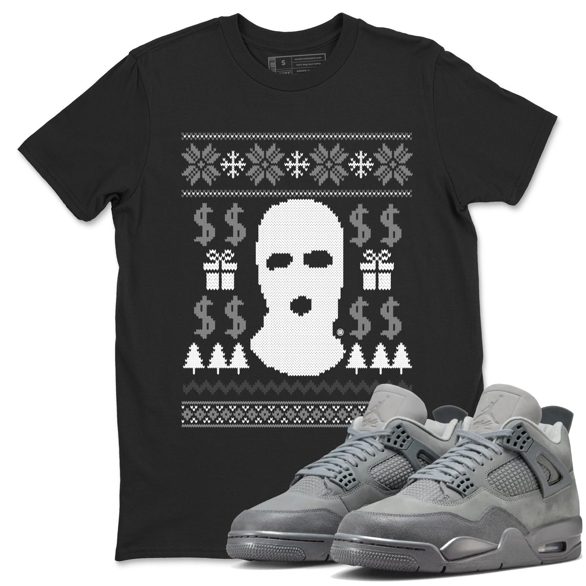 4s Wet Cement shirts to match jordans Gangster Ugly Sweater sneaker match tees Air Jordan 4 Retro SE Wet Cement match shoes to clothes Drip Gear Zone unisex cotton Black 1 shirts