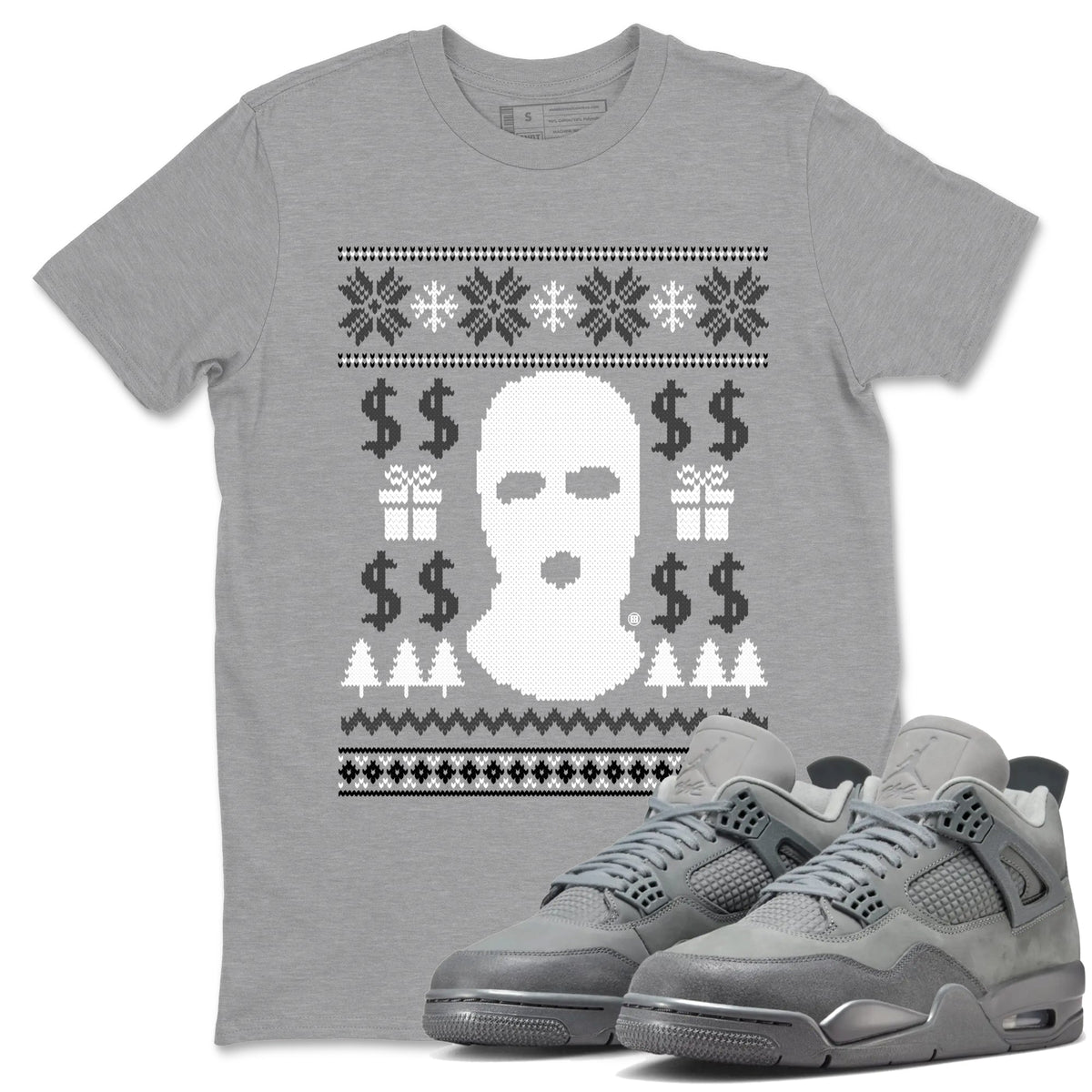 4s Wet Cement shirts to match jordans Gangster Ugly Sweater sneaker match tees Air Jordan 4 Retro SE Wet Cement match shoes to clothes Drip Gear Zone unisex cotton Heather Grey 1 shirts