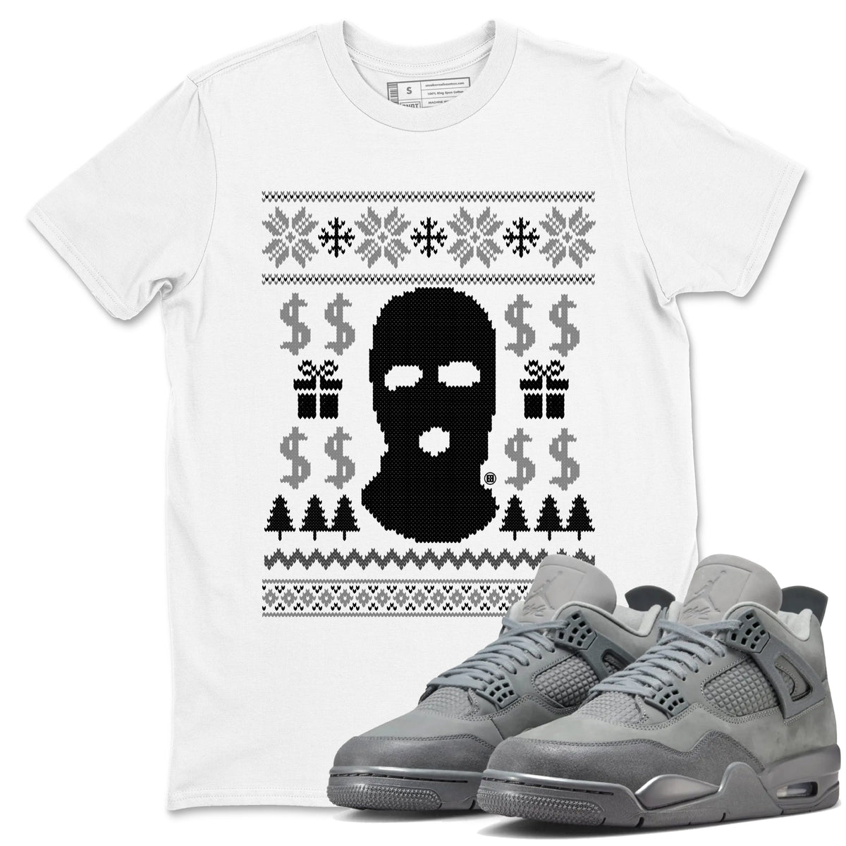 4s Wet Cement shirts to match jordans Gangster Ugly Sweater sneaker match tees Air Jordan 4 Retro SE Wet Cement match shoes to clothes Drip Gear Zone unisex cotton White 1 shirts