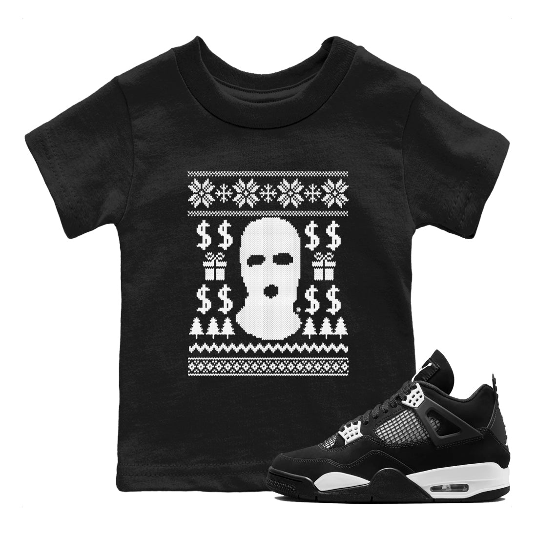 4s White Thunder shirts to match jordans Gangster Ugly Sweater sneaker match tees Air Jordan 4 Retro White Thunder match shoes to clothes Drip Gear Zone Youth Baby Black 1 tee