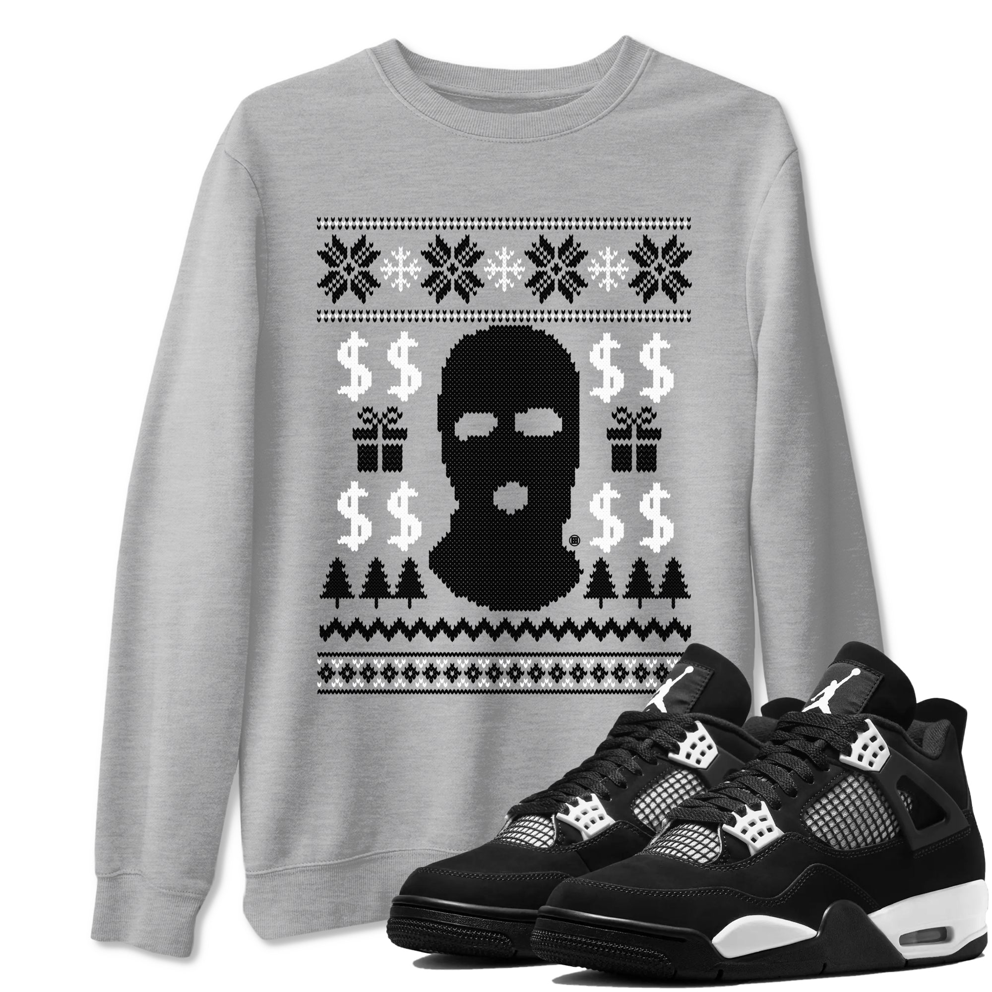 4s White Thunder shirts to match jordans Gangster Ugly Sweater sneaker match tees Air Jordan 4 Retro White Thunder match shoes to clothes Drip Gear Zone unisex cotton Heather Grey 1 shirts