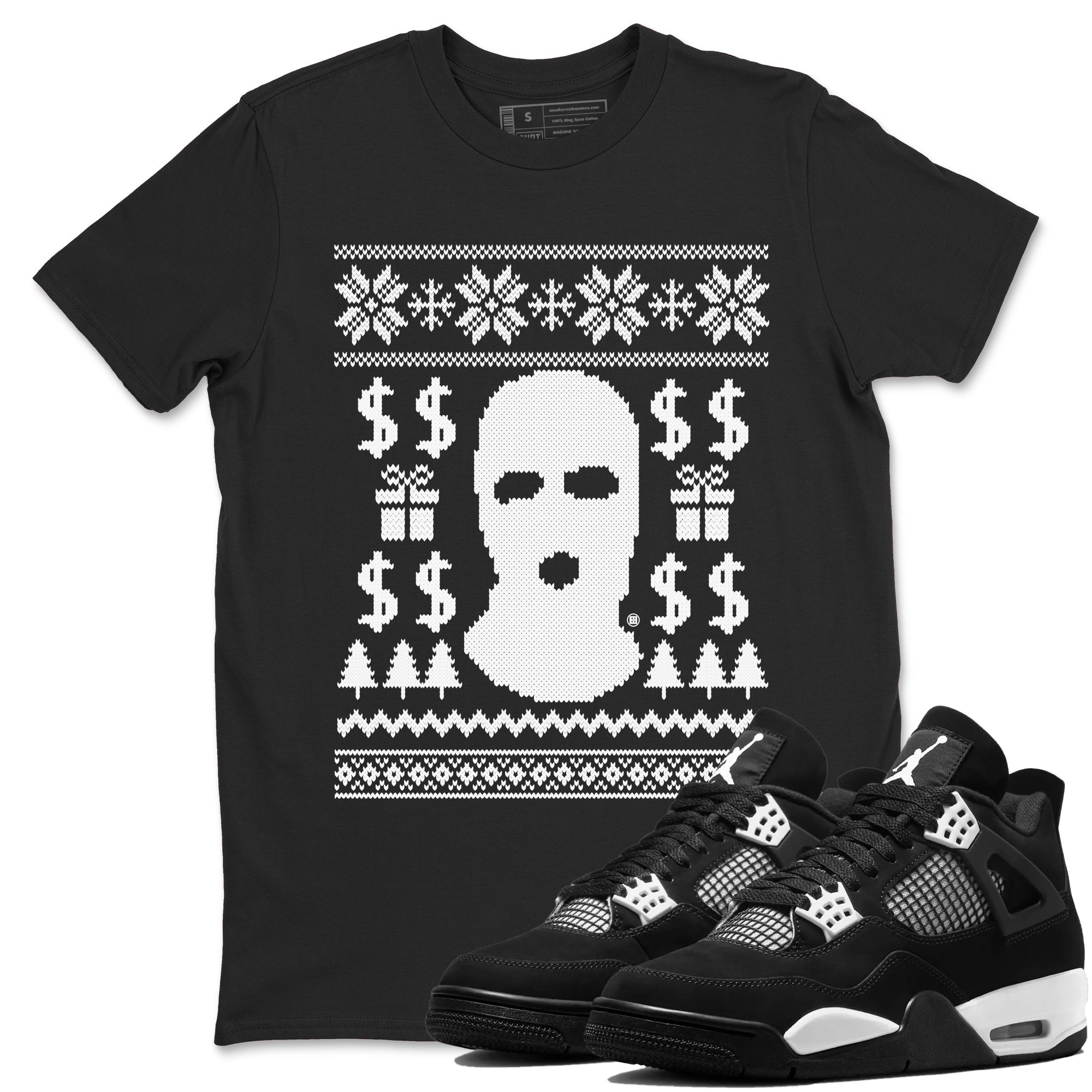 4s White Thunder shirts to match jordans Gangster Ugly Sweater sneaker match tees Air Jordan 4 Retro White Thunder match shoes to clothes Drip Gear Zone unisex cotton Black 1 shirts