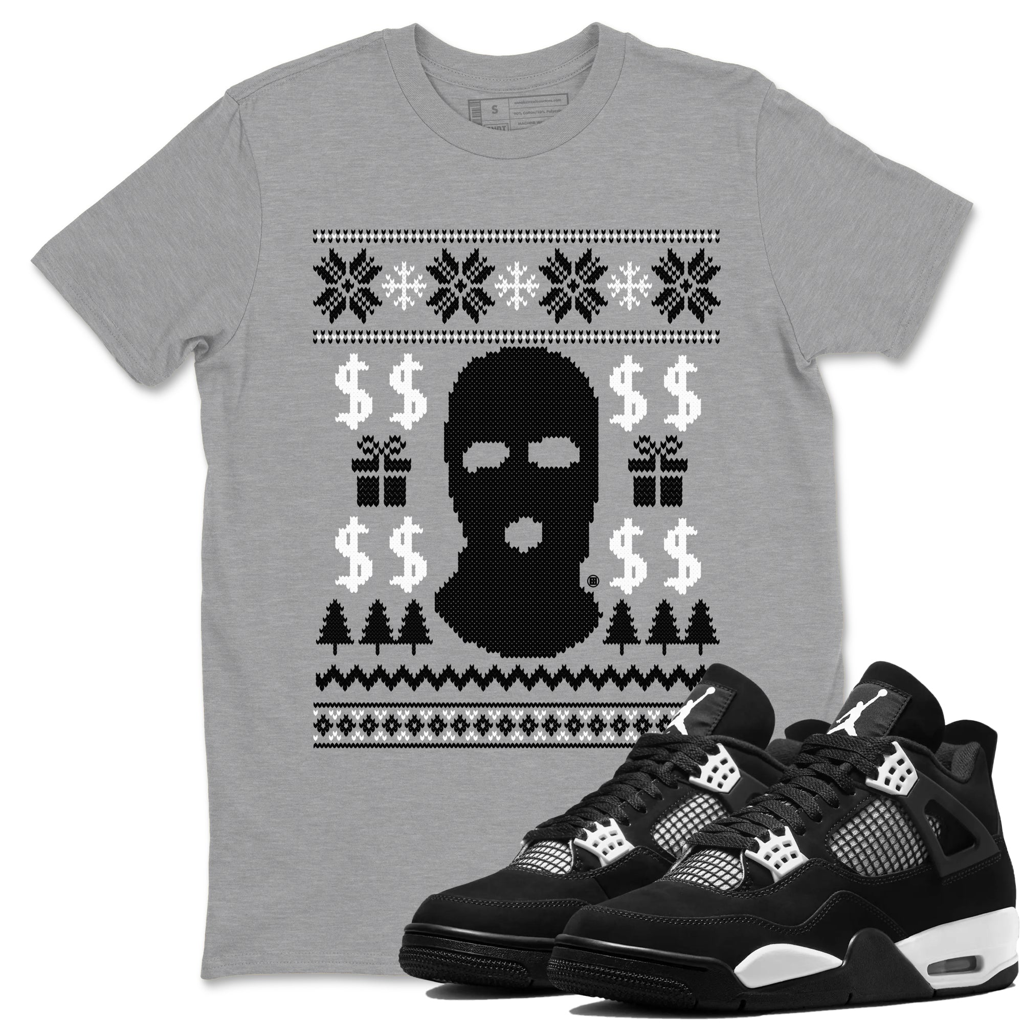 4s White Thunder shirts to match jordans Gangster Ugly Sweater sneaker match tees Air Jordan 4 Retro White Thunder match shoes to clothes Drip Gear Zone unisex cotton Heather Grey 1 shirts