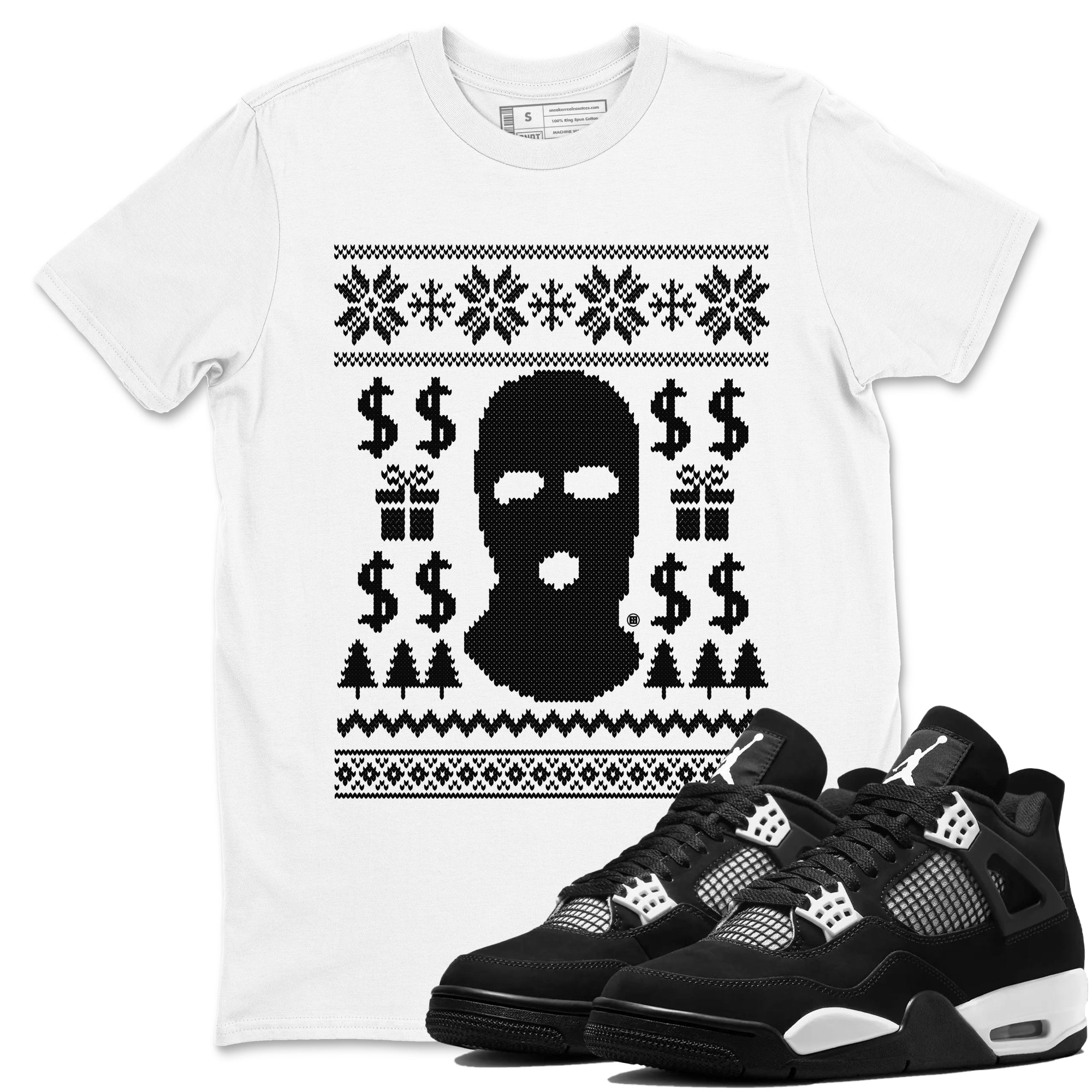 4s White Thunder shirts to match jordans Gangster Ugly Sweater sneaker match tees Air Jordan 4 Retro White Thunder match shoes to clothes Drip Gear Zone unisex cotton White 1 shirts