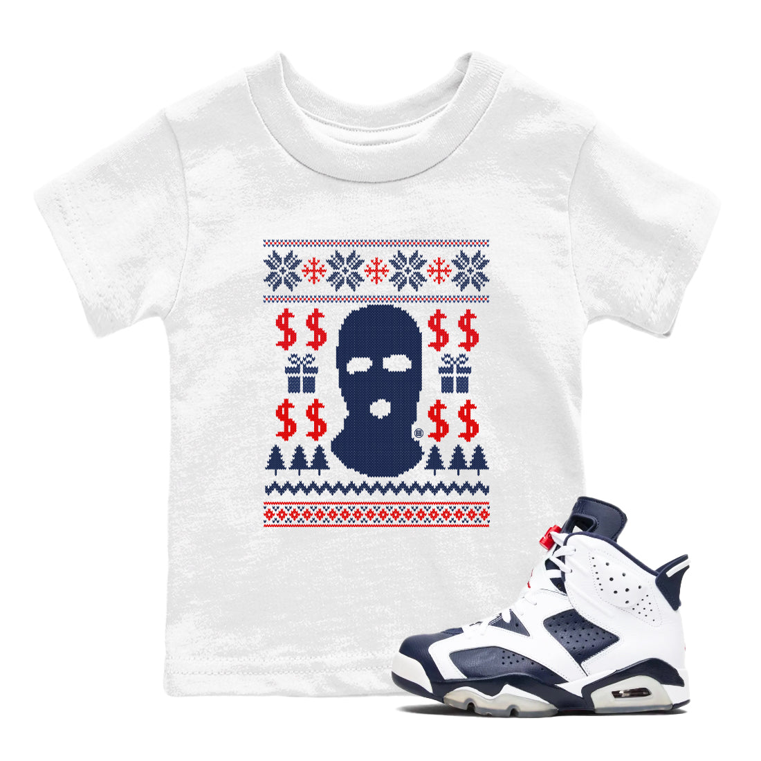 6s White And Midnight Navy shirts to match jordans Gangster Ugly Sweater sneaker match tees Air Jordan 6 Retro White And Midnight Navy match shoes to clothes Drip Gear Zone Youth Baby White 1 tee