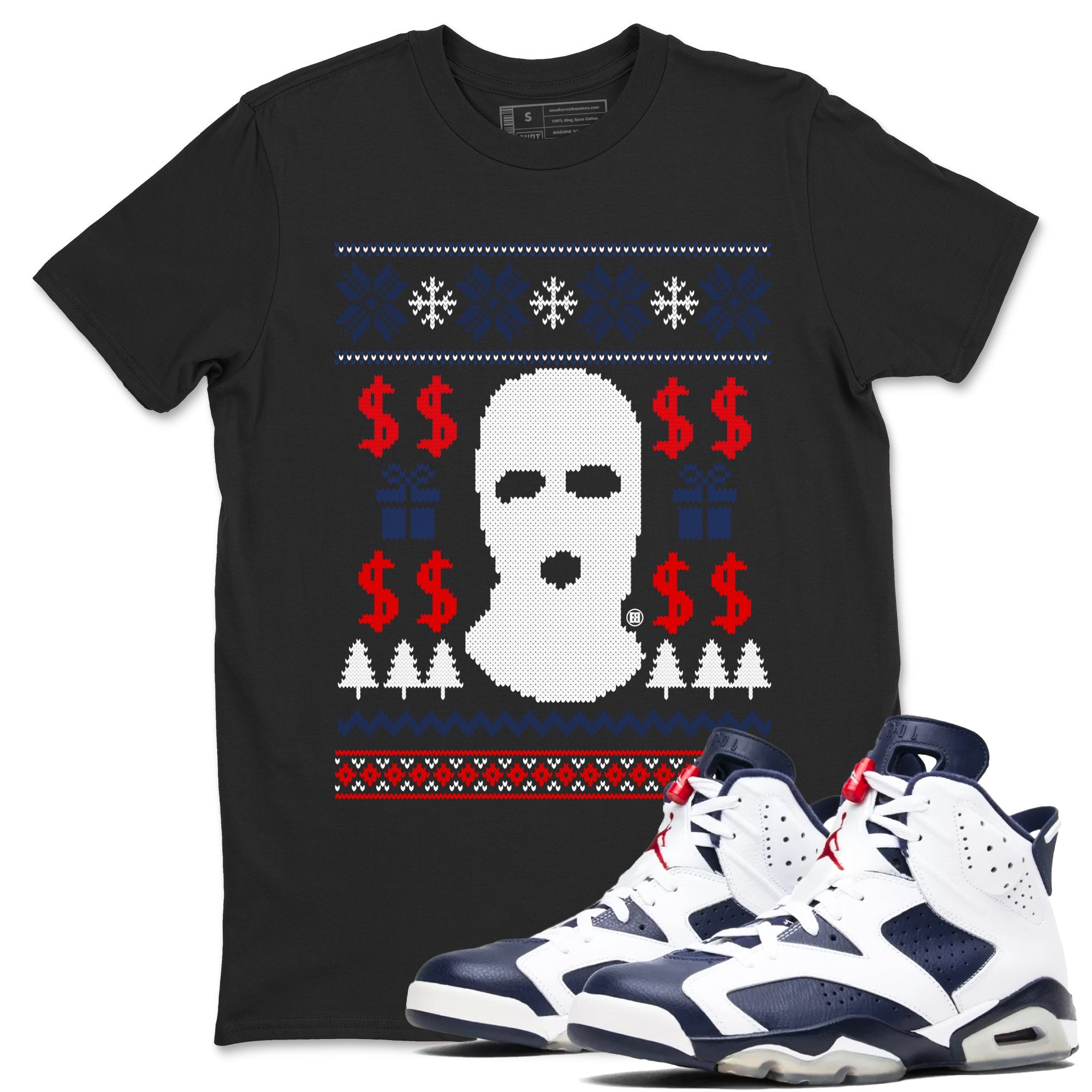 6s White And Midnight Navy shirts to match jordans Gangster Ugly Sweater sneaker match tees Air Jordan 6 Retro White And Midnight Navy match shoes to clothes Drip Gear Zone unisex cotton Black 1 shirts
