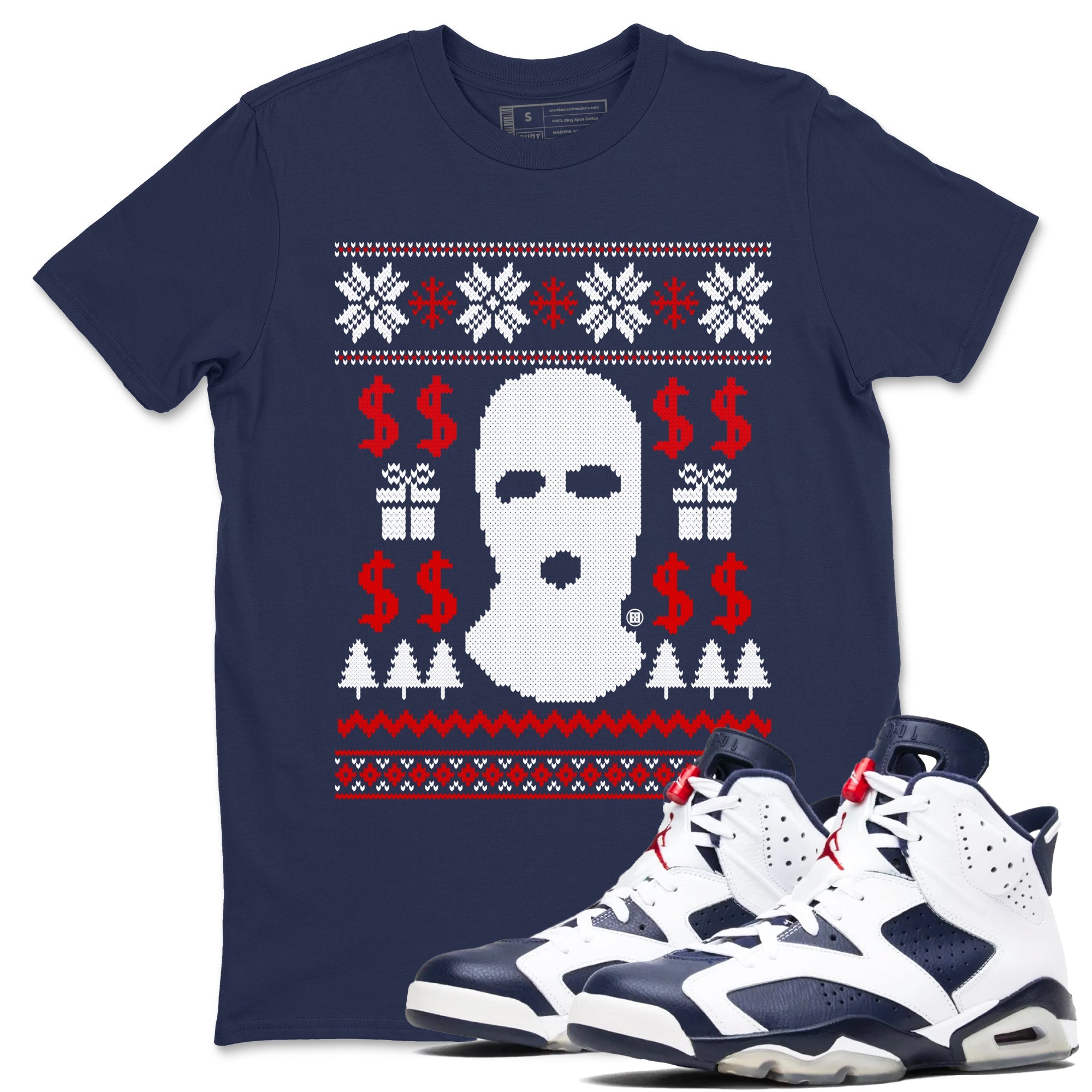 6s White And Midnight Navy shirts to match jordans Gangster Ugly Sweater sneaker match tees Air Jordan 6 Retro White And Midnight Navy match shoes to clothes Drip Gear Zone unisex cotton Navy 1 shirts