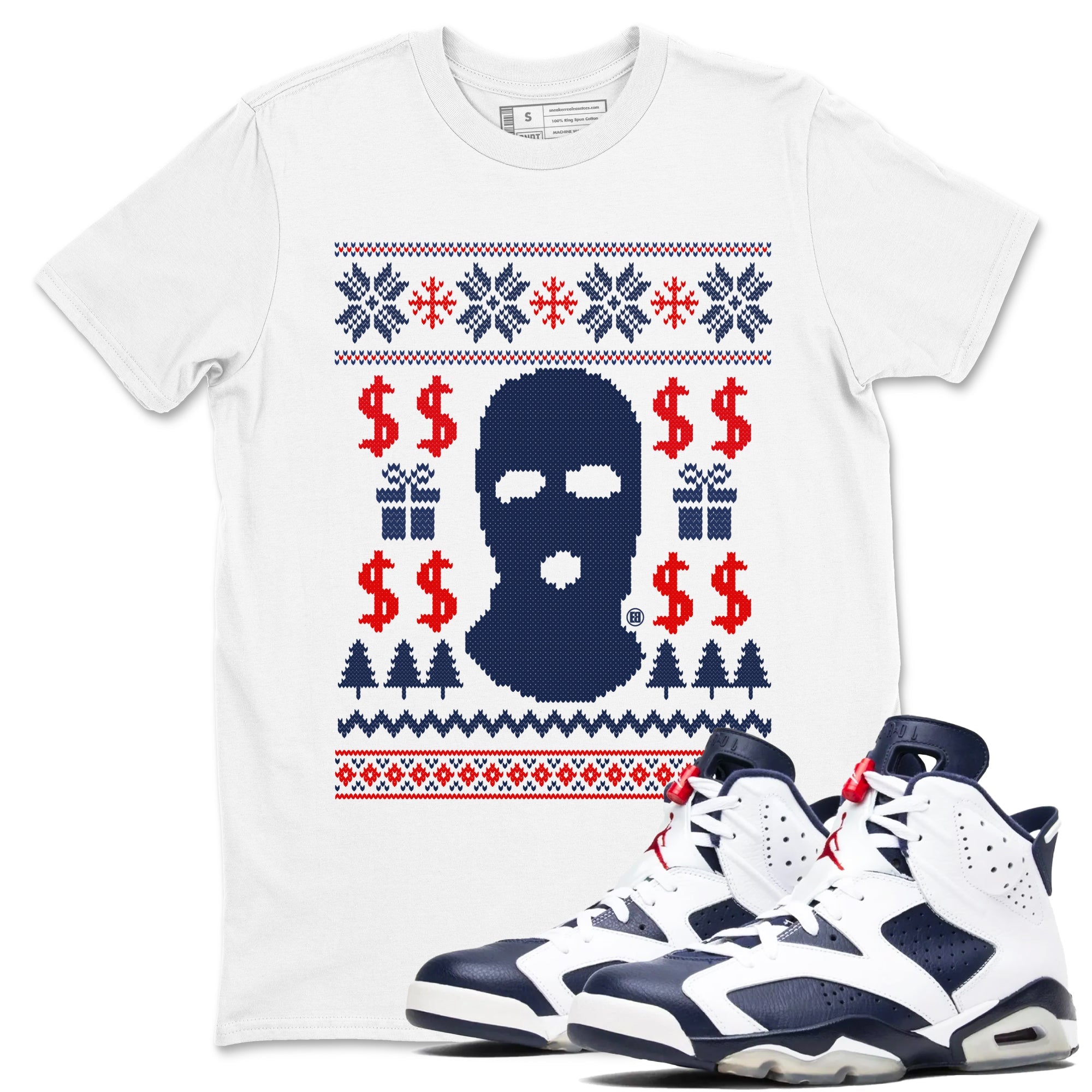 6s White And Midnight Navy shirts to match jordans Gangster Ugly Sweater sneaker match tees Air Jordan 6 Retro White And Midnight Navy match shoes to clothes Drip Gear Zone unisex cotton White 1 shirts