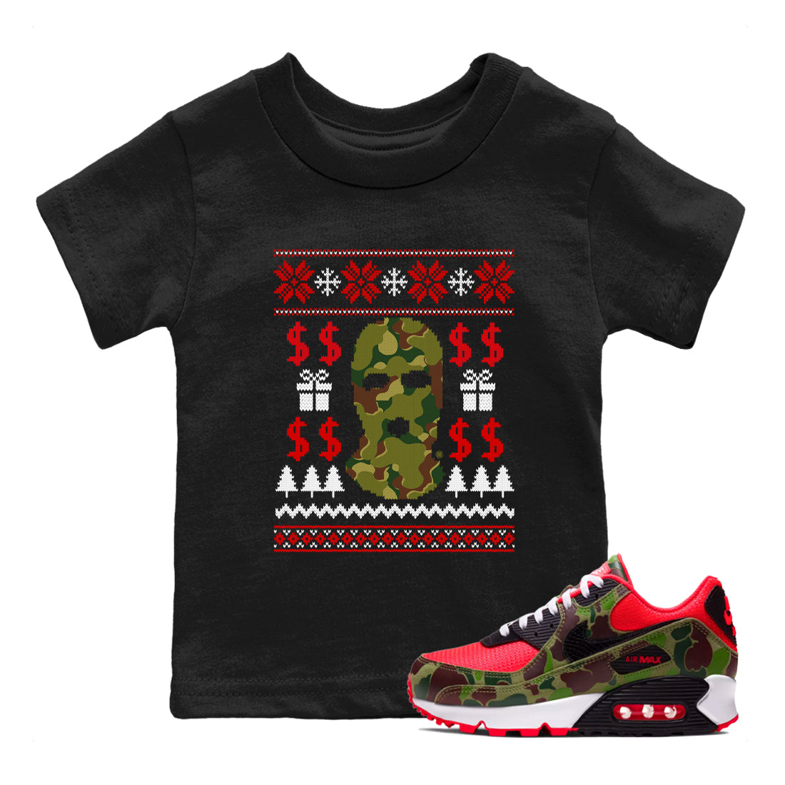 Air Max 90 sp Reverse Duck Camo shirts to match jordans Gangster Ugly Sweater sneaker match tees Air Max 90 Reverse Duck Camo match shoes to clothes Drip Gear Zone Youth Baby Black 1 tee