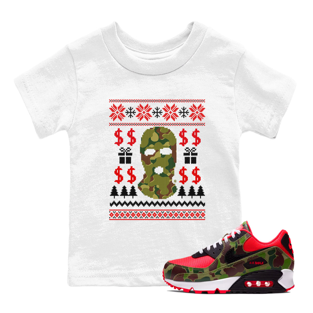 Air Max 90 sp Reverse Duck Camo shirts to match jordans Gangster Ugly Sweater sneaker match tees Air Max 90 Reverse Duck Camo match shoes to clothes Drip Gear Zone Youth Baby White 1 tee