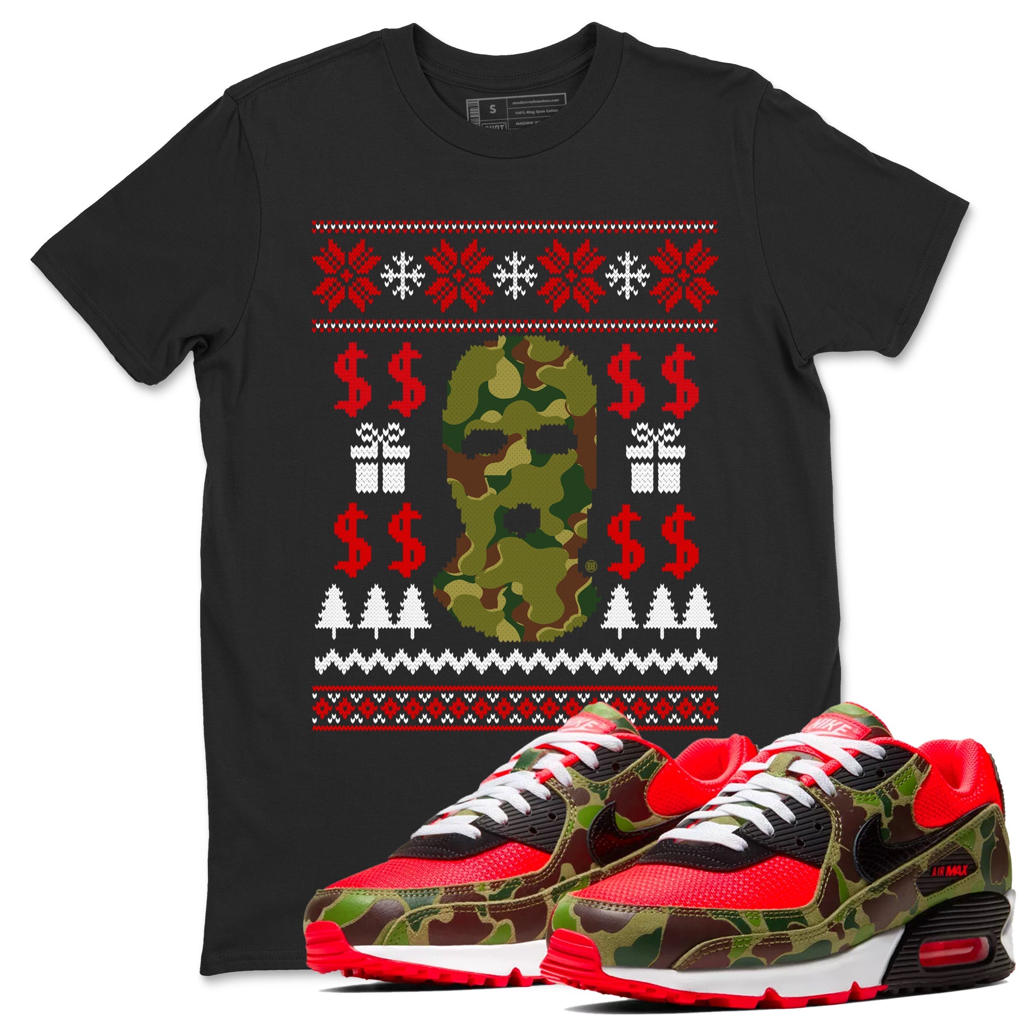 Air Max 90 sp Reverse Duck Camo shirts to match jordans Gangster Ugly Sweater sneaker match tees Air Max 90 Reverse Duck Camo match shoes to clothes Drip Gear Zone unisex cotton Black 1 shirts