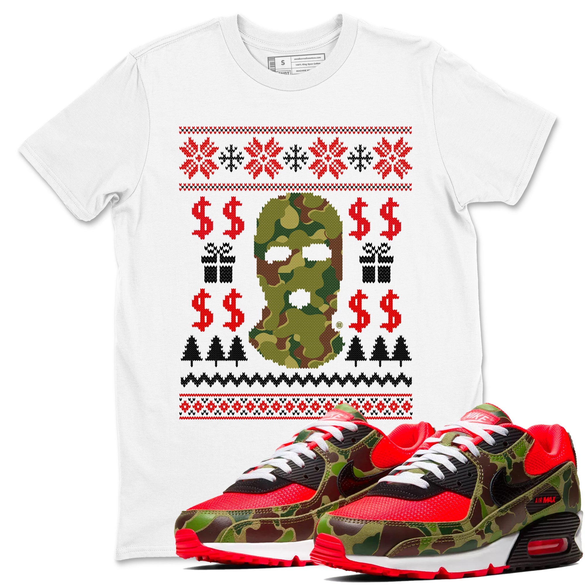 Air Max 90 sp Reverse Duck Camo shirts to match jordans Gangster Ugly Sweater sneaker match tees Air Max 90 Reverse Duck Camo match shoes to clothes Drip Gear Zone unisex cotton White 1 shirts