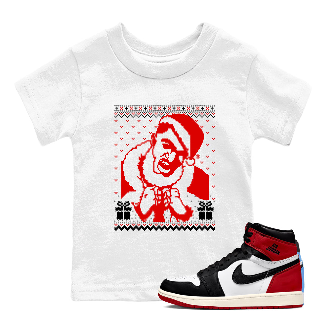 1s Black Toe Reimagined shirts to match jordans X Mas Gift Christmas Gangster Wrapper sneaker match tees Air Jordan 1 High OG Black Toe Reimagined match shoes to clothes Drip Gear Zone Youth Baby White 1 tee
