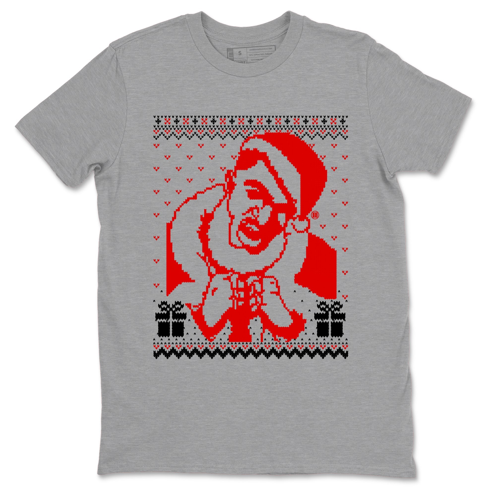 1s Black Toe Reimagined shirts to match jordans X Mas Gift Christmas Gangster Wrapper sneaker match tees Air Jordan 1 High OG Black Toe Reimagined match shoes to clothes Drip Gear Zone unisex cotton Heather Grey 2 shirts