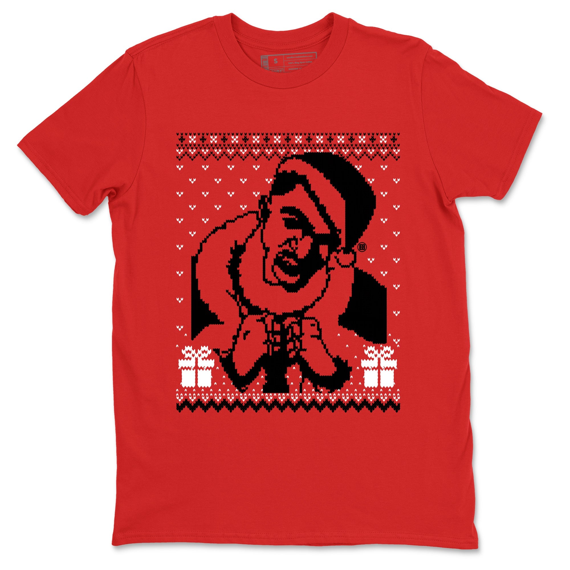 1s Black Toe Reimagined shirts to match jordans X Mas Gift Christmas Gangster Wrapper sneaker match tees Air Jordan 1 High OG Black Toe Reimagined match shoes to clothes Drip Gear Zone unisex cotton Red 2 shirts